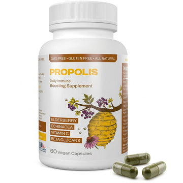 Only Nutri Labs Bee Propolis Dietary Supplement, with Elderberry, Echinacea, Vitamin C and Beta Glucans - Daily Wellness Capsules for Adults (60 Count) Only Nutri Labs uk supplements