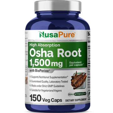 NusaPure OSHA Root Extract 1500 mg per Vegan Caps - 150 Count (10:1 Extract, Non-GMO, Vegan, Bioperine) Ligusticum Porteri NusaPure uk supplements