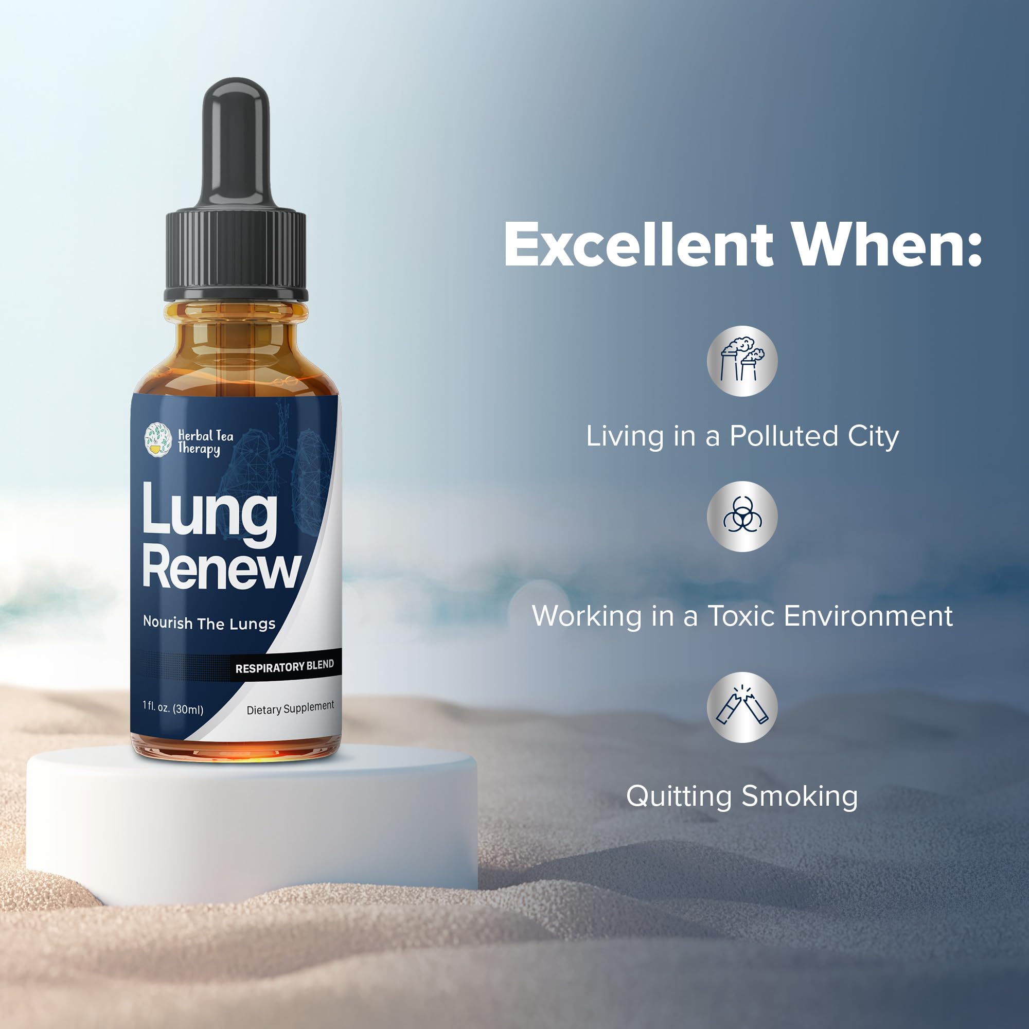 Herbal Tea Therapy Lung Renew Mullein Drops for Lungs (1 fl. oz.): Peppermint, Thyme, & Mullein Leaf Extract for Lungs Detox & Daily Respiratory Comfort - GMO-Free & Made in USA Herbal Tea Therapy uk supplements