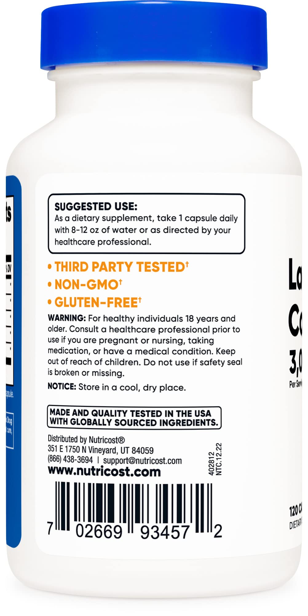 Nutricost Lactase Enzyme Complex 3,000 FCC ALU, 120 Vegetarian Capsules - Non-GMO Nutricost uk supplements