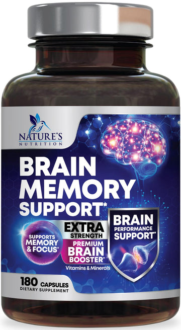 Brain Memory Supplement Pills - 3X Strength Nootropics for Concentration, Clarity & Focus Support - Brain Health Cognitive Vitamins with Bacopa, Phosphatidylserine & DMAE, Brain Booster - 180 Capsules Nature's Nutrition uk supplements