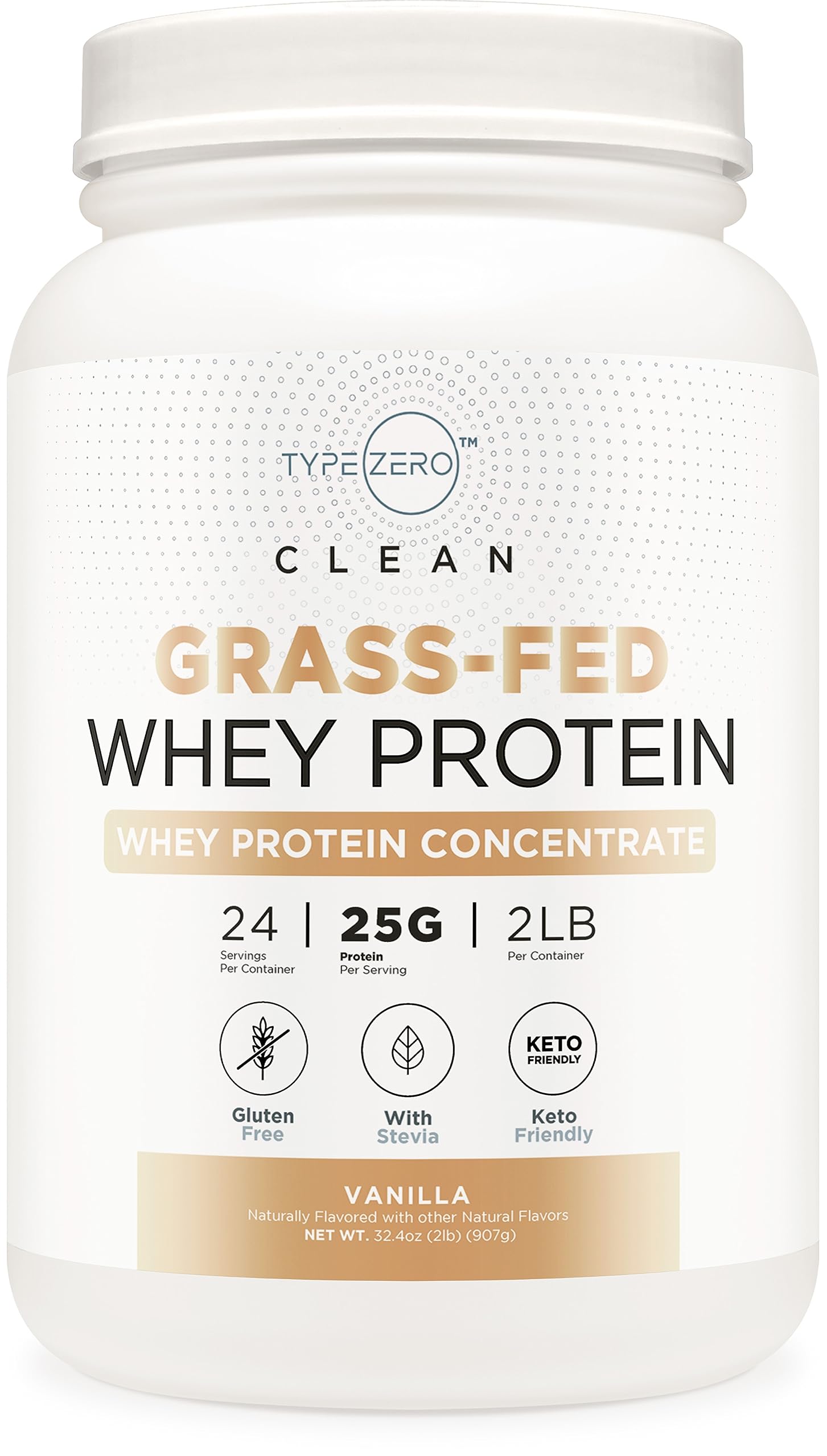 Type Zero Grass Fed Whey Protein Concentrate Powder (Vanilla, 2LBS) - Gluten Free Type Zero uk supplements