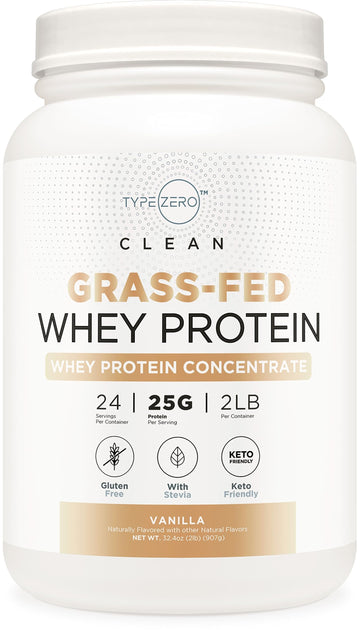 Type Zero Grass Fed Whey Protein Concentrate Powder (Vanilla, 2LBS) - Gluten Free Type Zero uk supplements