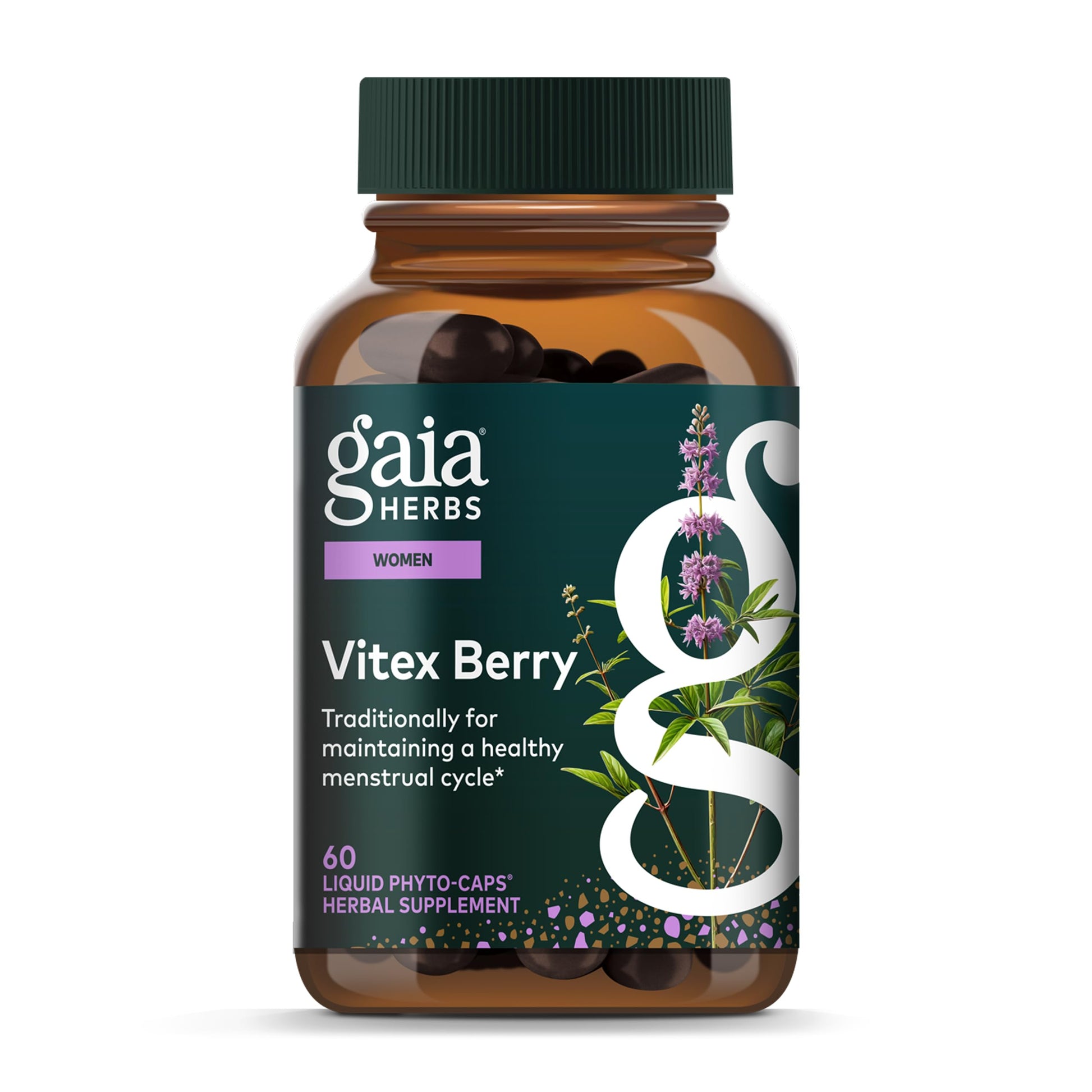 Gaia Herbs Vitex Berry - Vitex Traditionally Used to Support Hormone Balance for Women & a Healthy Menstrual Cycle* - 60 Vegan Liquid Phyto-Caps (30 Servings) Gaia Herbs uk supplements