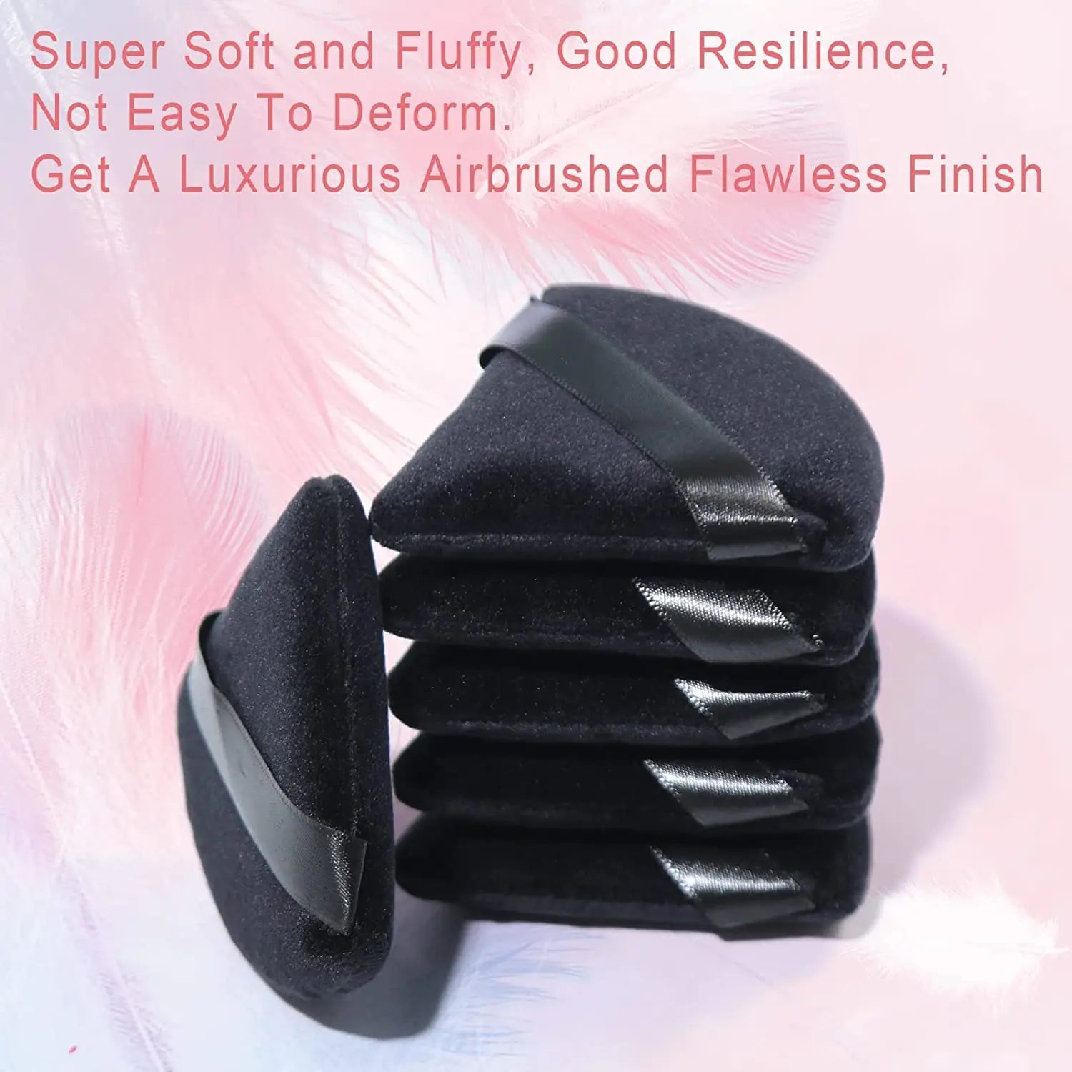 2 Pcs EVAOUXIU Triangle Powder Puff for Face Powder, Soft Plush Setting Makeup Puff, Velour Cosmetic Foundation Blender Sponge Beauty Makeup Tools (Black) EVAOUXIU uk supplements