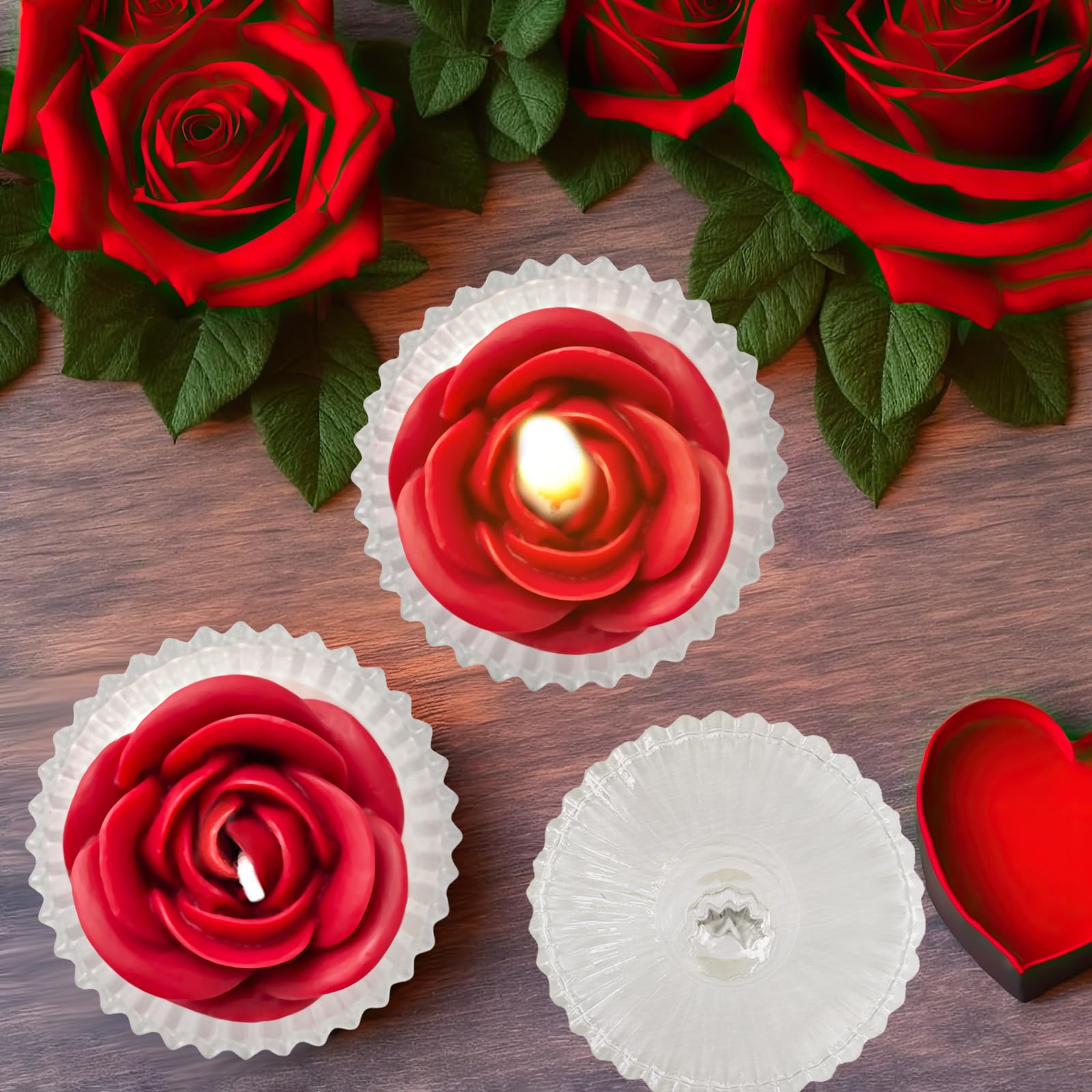 Red Rose Candle in Rippled Glass Jar for Valentine's Day Gifts, English Pear& Freesia Scented Candles Peytanger uk supplements