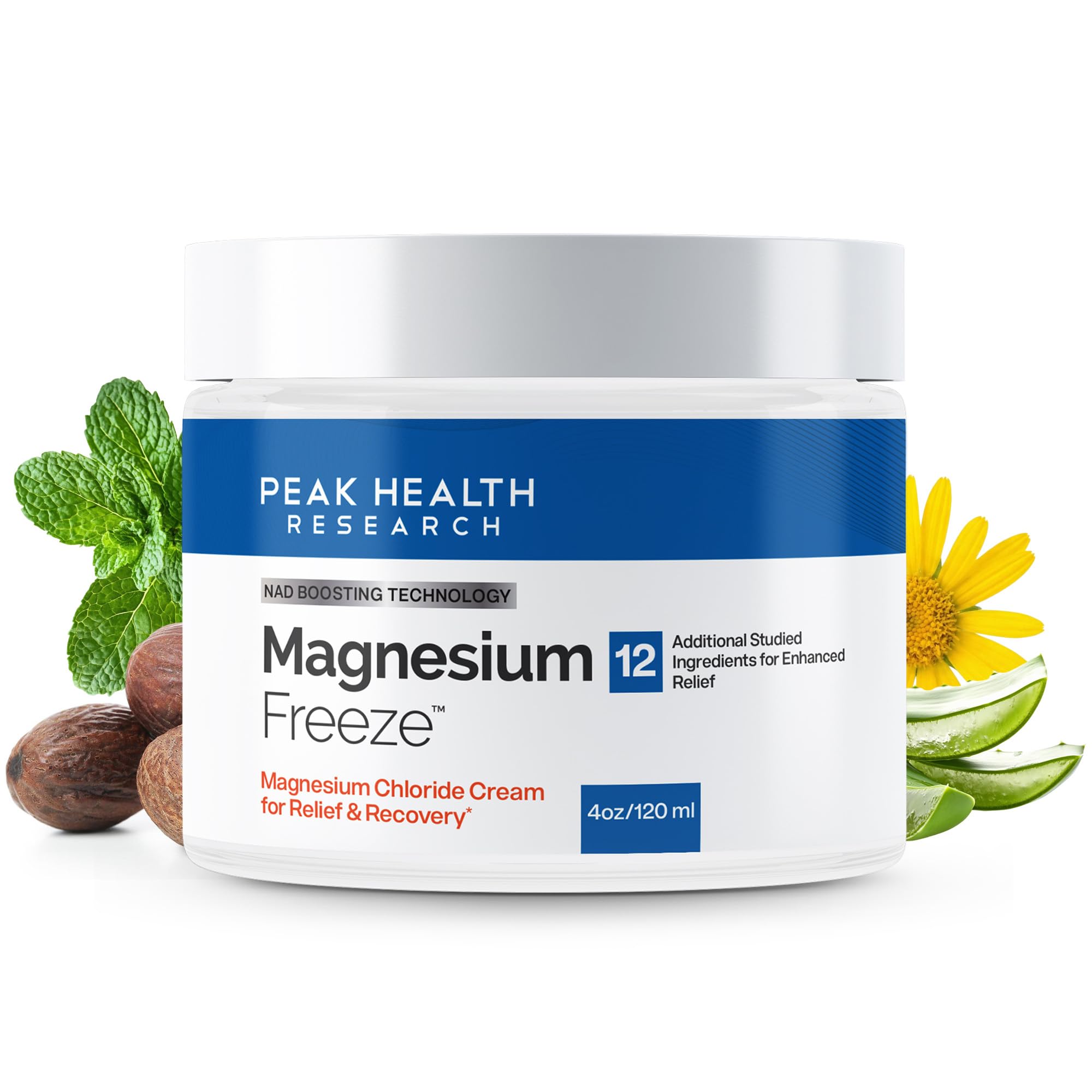 Magnesium Freeze - Topical Magnesium Cream with Niacinamide for Joints, Low Back, Sciatic Nerve, Knee, Hip, & Foot - Fast Acting Cooling Formula - Lightweight, Non-Greasy - 4oz OsteoShield uk supplements
