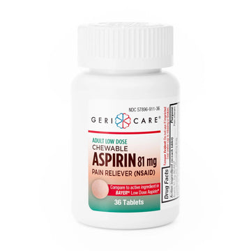 GeriCare Low Dose Adult Chewable Aspirin 81mg, Pain Reliever, Fever Reducer, 36 Count (Pack of 4) GeriCare uk supplements