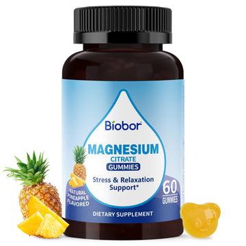 Biobor Potassium Magnesium Gummies, Magnesium Citrate & Potassium Citrate Supplements with Vitamin D3, B6 for Electrolyte Balance, Muscle, Leg Cramps, GMO Free Gluten Free (Pineapple,60 Count) Biobor uk supplements