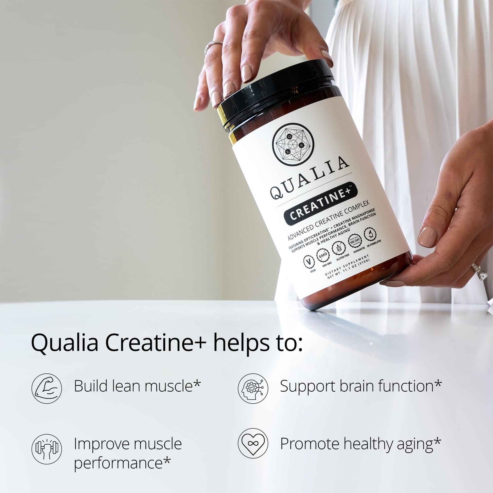 Qualia Creatine | Advanced Creatine Complex | 2 Sources + Magnesium | Optimized Absorption | Muscle Performance, Brain Function, & Healthy Aging QUALIA LIFE SCIENCES uk supplements