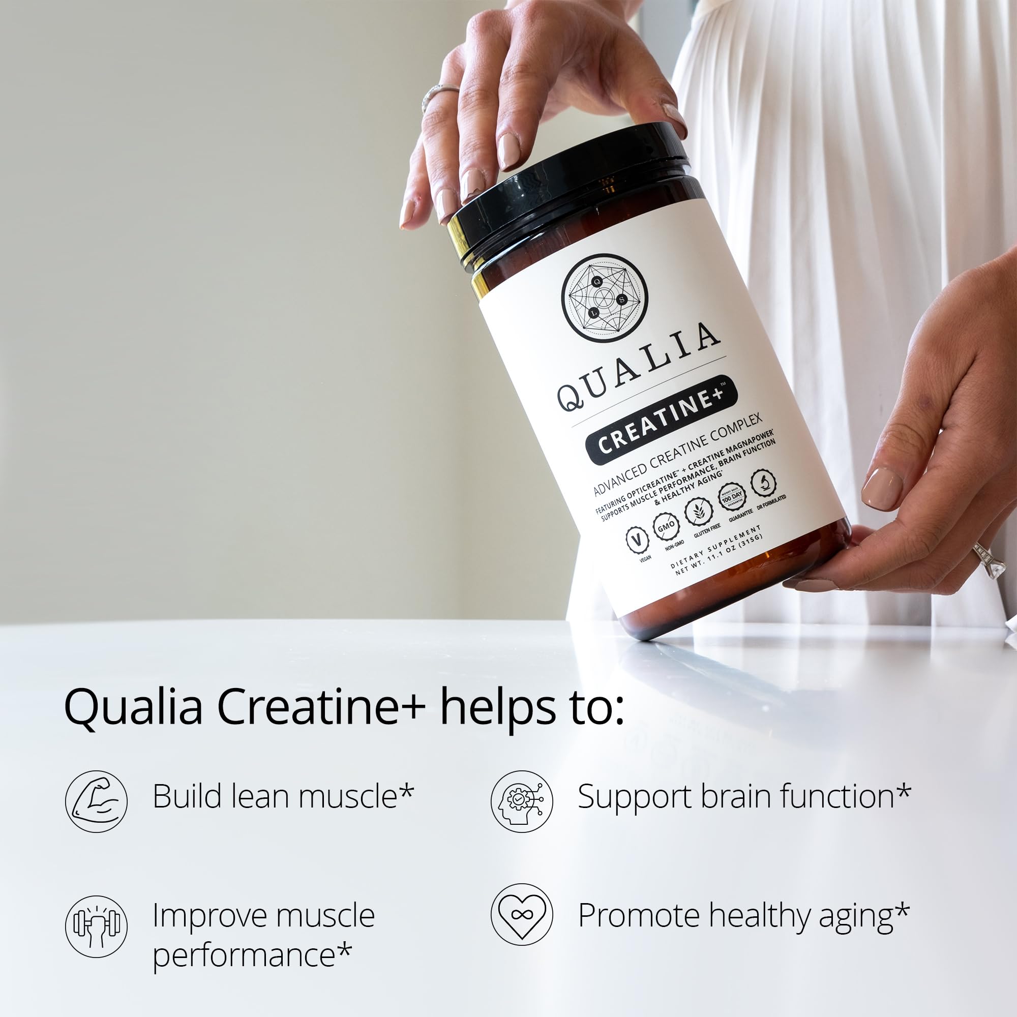 Qualia Creatine | Advanced Creatine Complex | 2 Sources + Magnesium | Optimized Absorption | Muscle Performance, Brain Function, & Healthy Aging QUALIA LIFE SCIENCES uk supplements