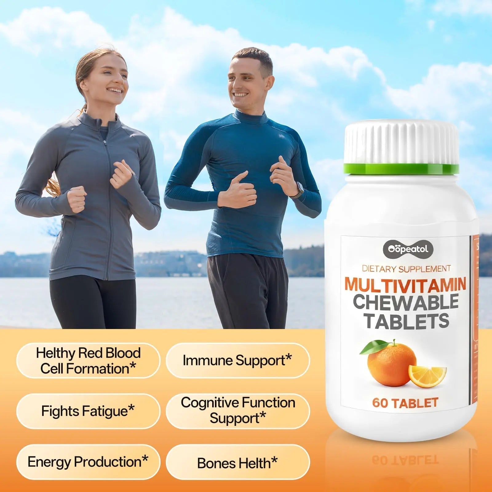 Oopeatol Multivitamin for Adults with Vitamin C, D3 & B Vitamins | Daily Increase Body Protection, Energy & Bone and Joint Equilibrium and Health | Oopeatol uk supplements