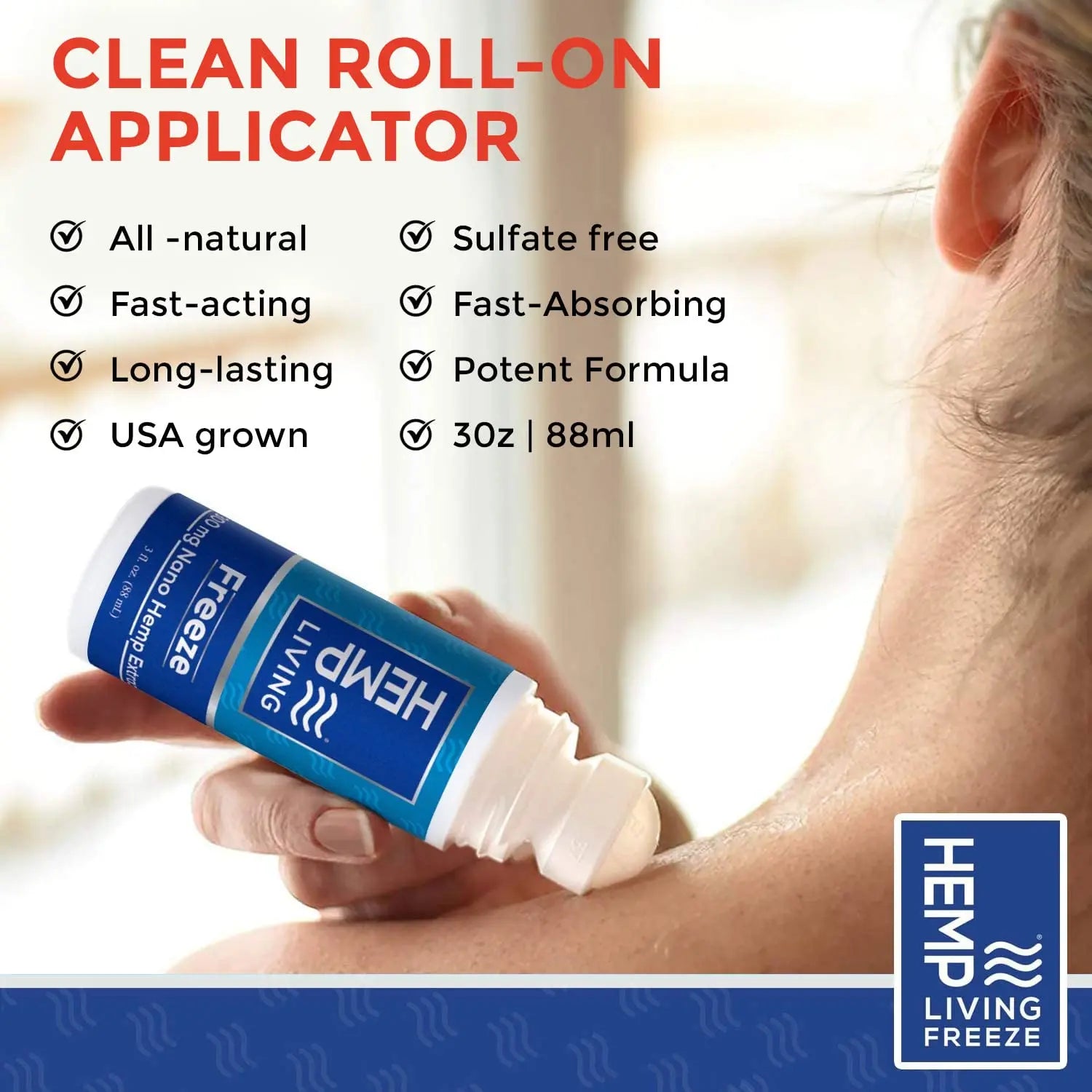 HEMP LIVING Freeze Nano Hemp Extract Roll On, Cold Therapy, Roll On for Muscles and Joint Strain, 3 oz Roll on Bottle (750 mg) HEMP LIVING uk supplements