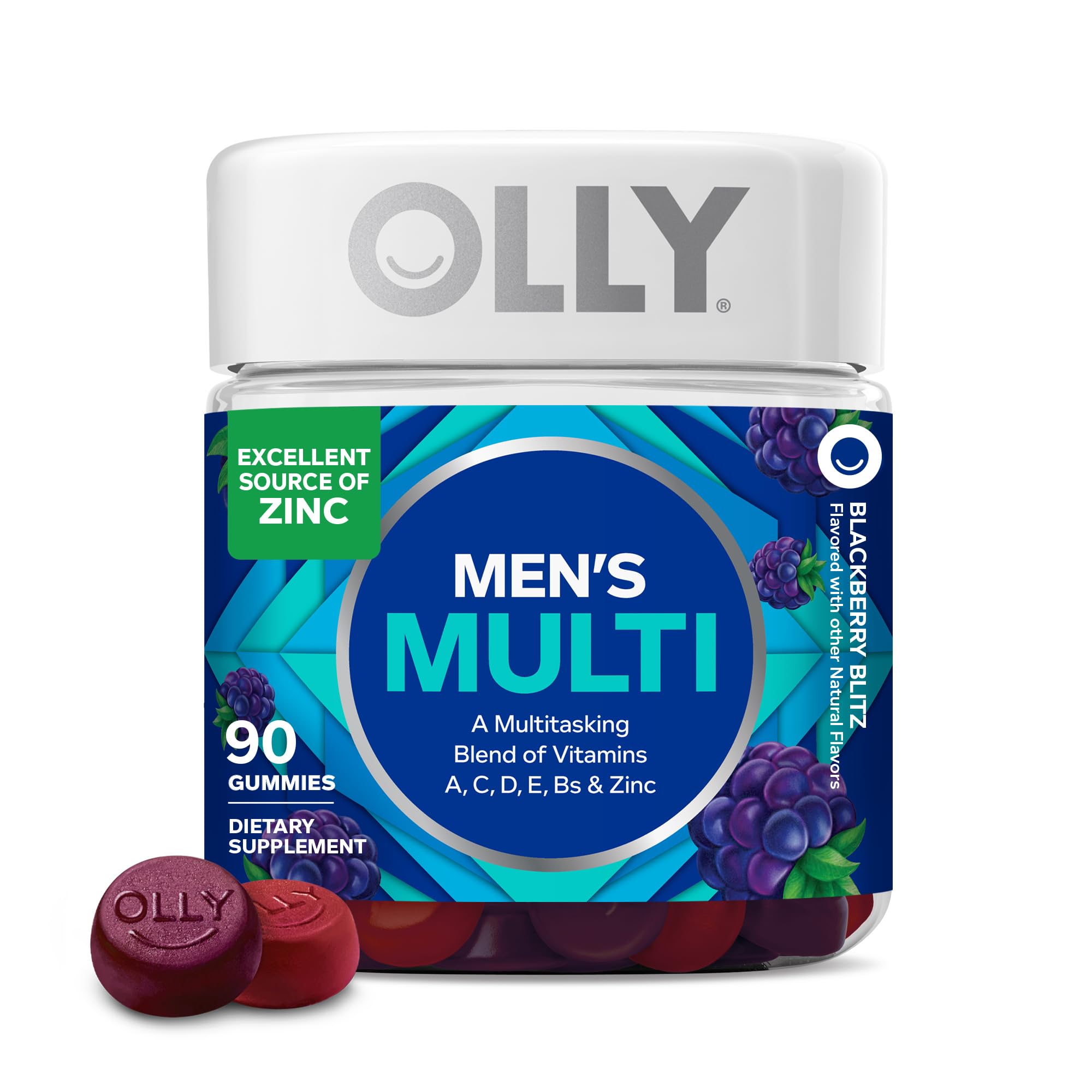 OLLY Men's Multivitamin Gummy, Vitamins A, C, D, E, B, Zinc, Blackberry Flavor, 45 Day Supply - 90 Count OLLY uk supplements