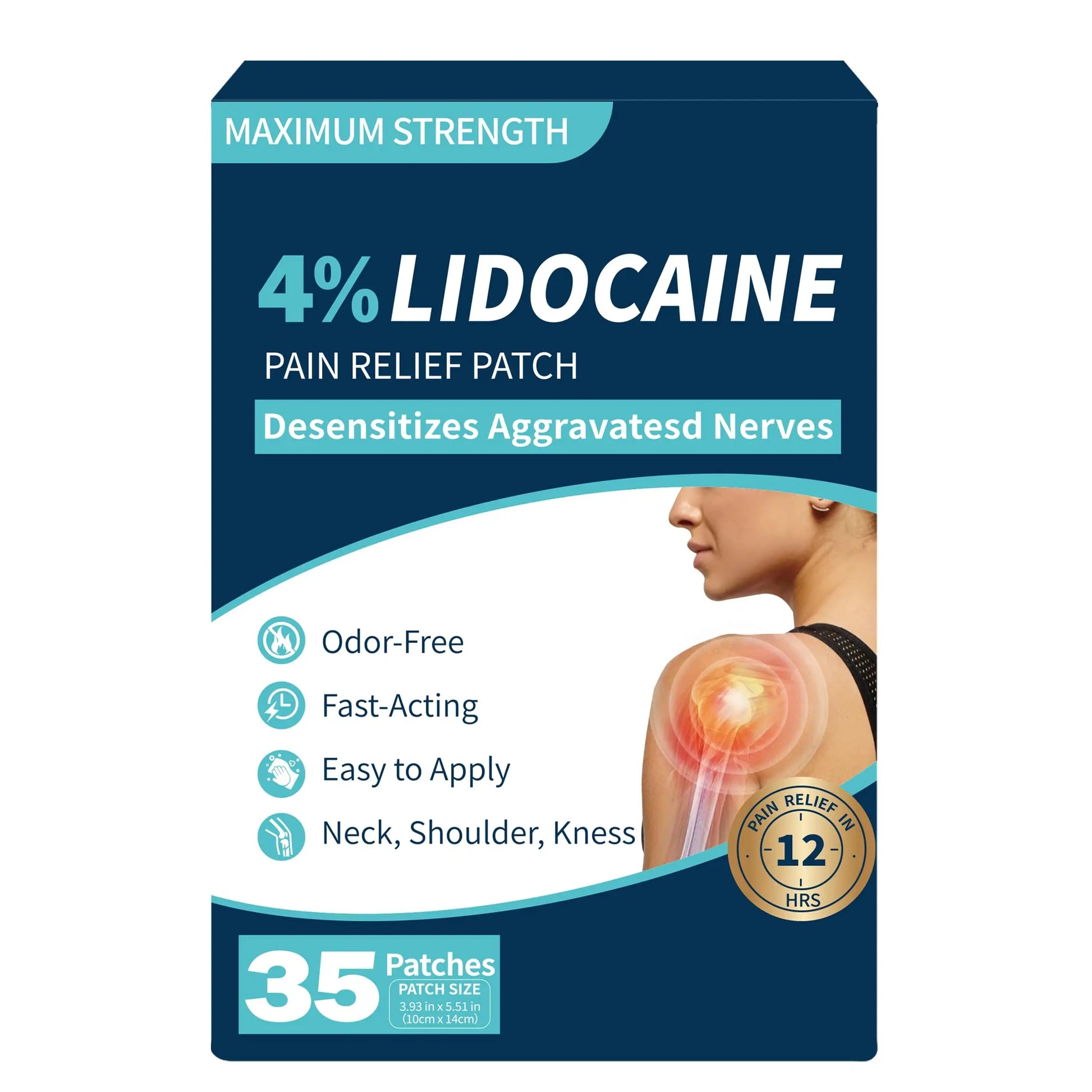 SZLGANG 4% Lidocaine Pain Relief Patches - (Large, 35, Count) Maximum Strength Relief for Back, Neck, Shoulder, Joint & Muscle Pain, 3.9”x 5.5”-03277 SZLGANG uk supplements