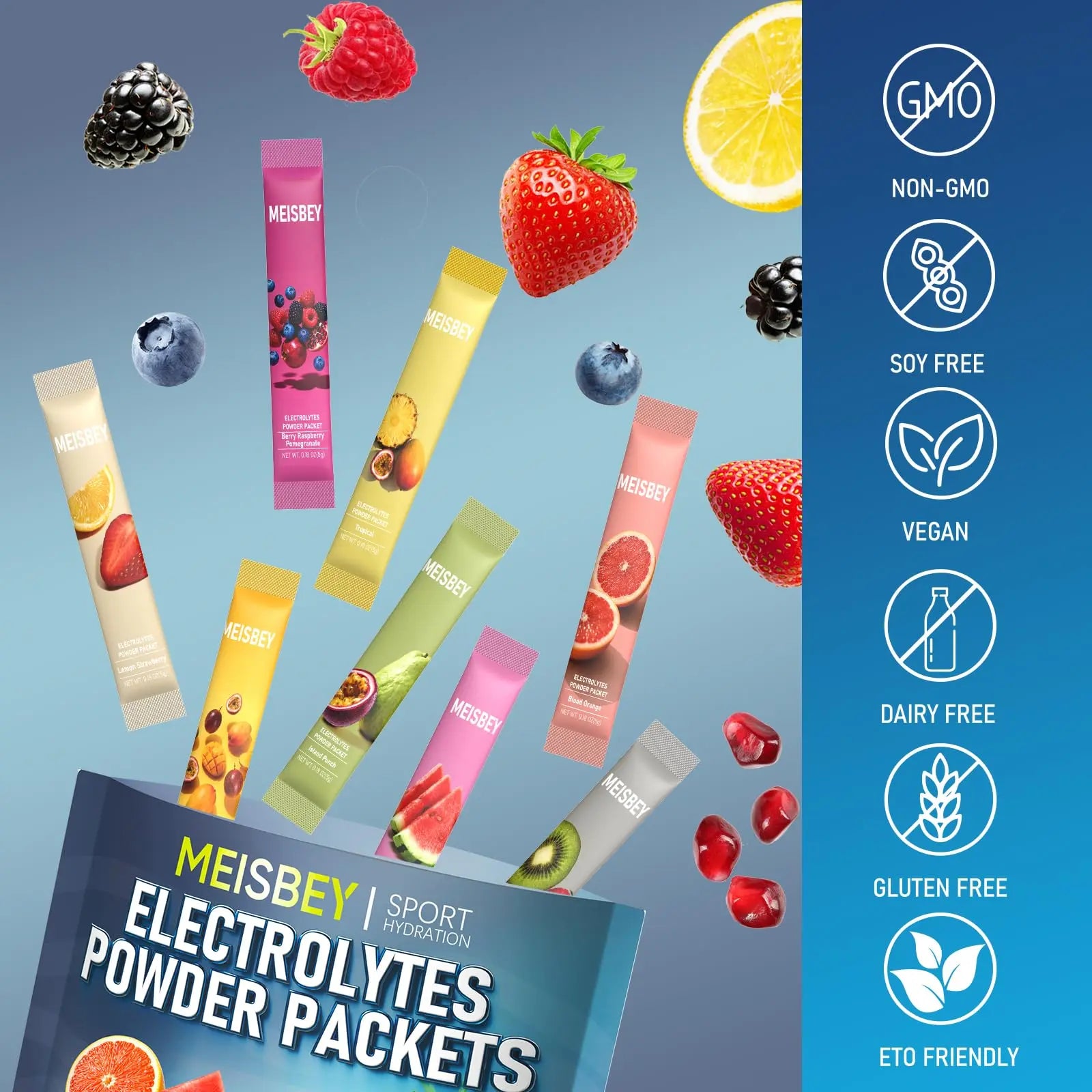 Meisbey Electrolyte Powder Packets – 32 Sticks Sugar Free Hydration Packets, Liquid Daily IV Electrolyte Hydration Powdered Drink Mix with Vitamins & Minerals, Keto Friendly, Vegan, Non-GMO Meisbey uk supplements