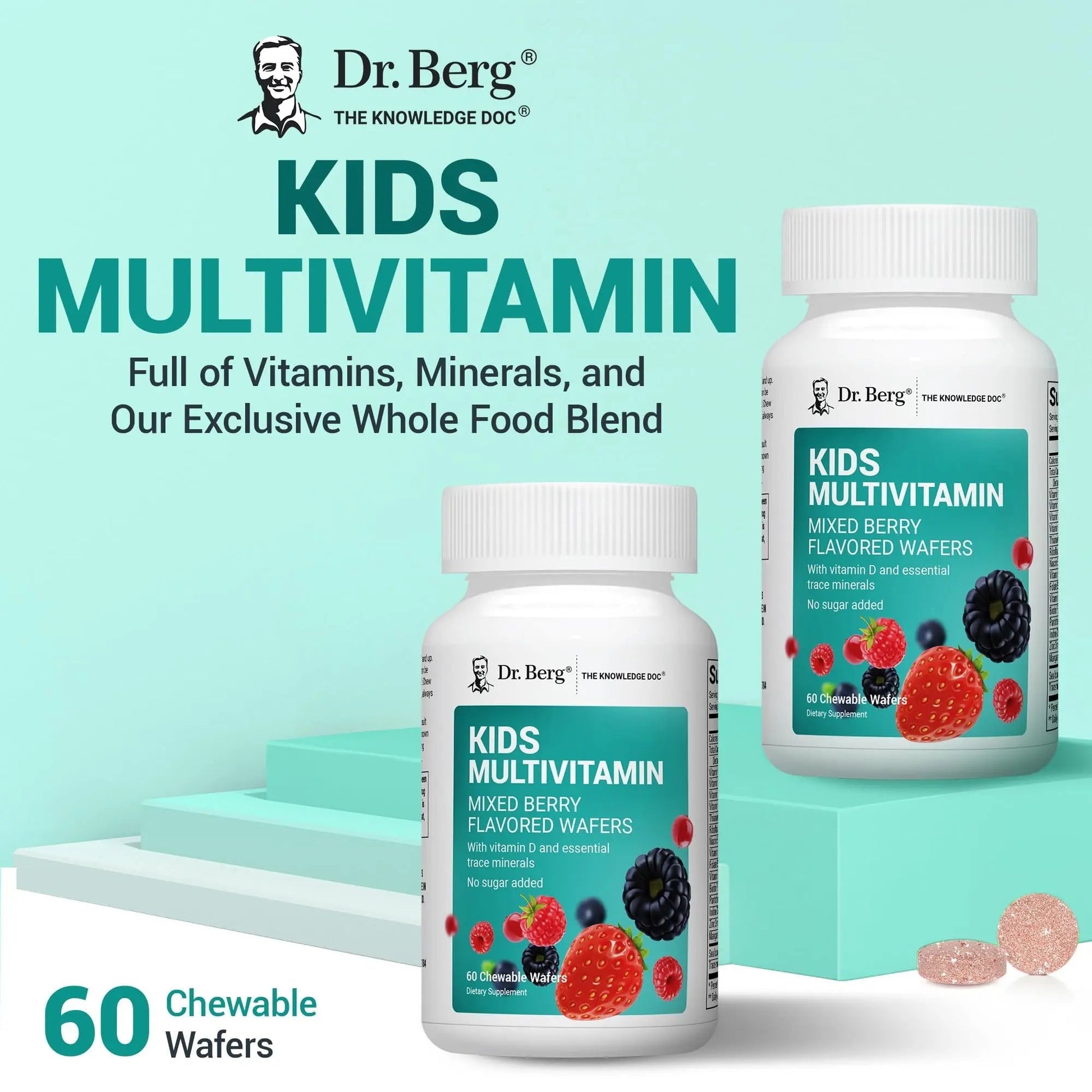 Dr. Berg Kids Chewable Multivitamins (NOT Sweetened w/Sugar) - Daily Multivitamin for Kids That Includes 20 Nutrients & Trace Mineral Complex Dr. Berg Nutritionals uk supplements