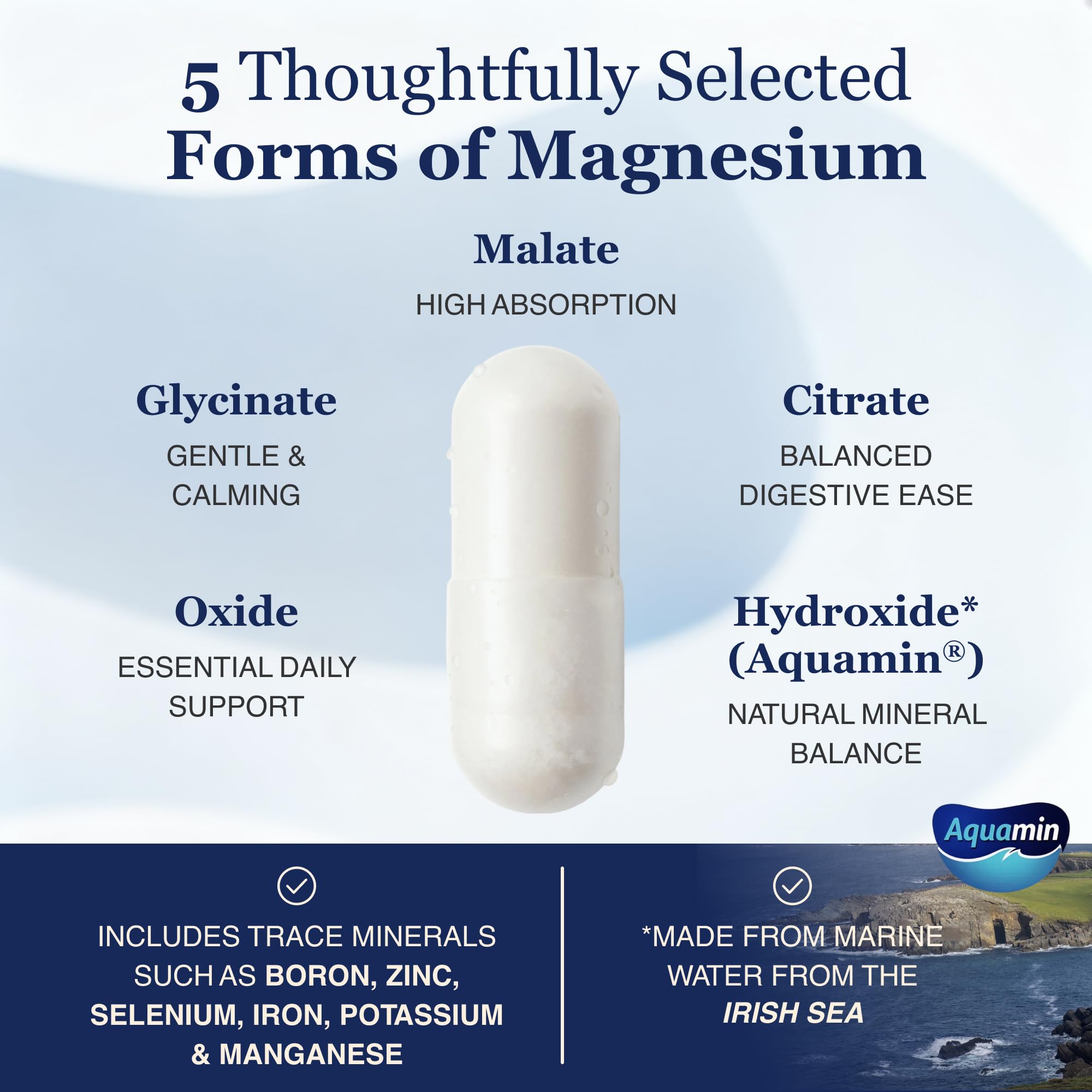 ZnS Health Spectrum 5 Magnesium Complex for Women & Men – 5 Magnesium Complex Supplement with Glycinate, Malate, Citrate & Hydroxide for Sleep, Muscle Recovery & Calm – 500mg Vegan – 60 Capsules ZnS Health uk supplements