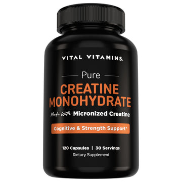 Vital Vitamins Creatine Monohydrate Pills for Women & Men - Micronized Creatine Capsules - Cognitive, Strength, Recovery Support - 3g (3000mg) per Serving - Vegan, Non-GMO, 120 Count Vital Vitamins uk supplements