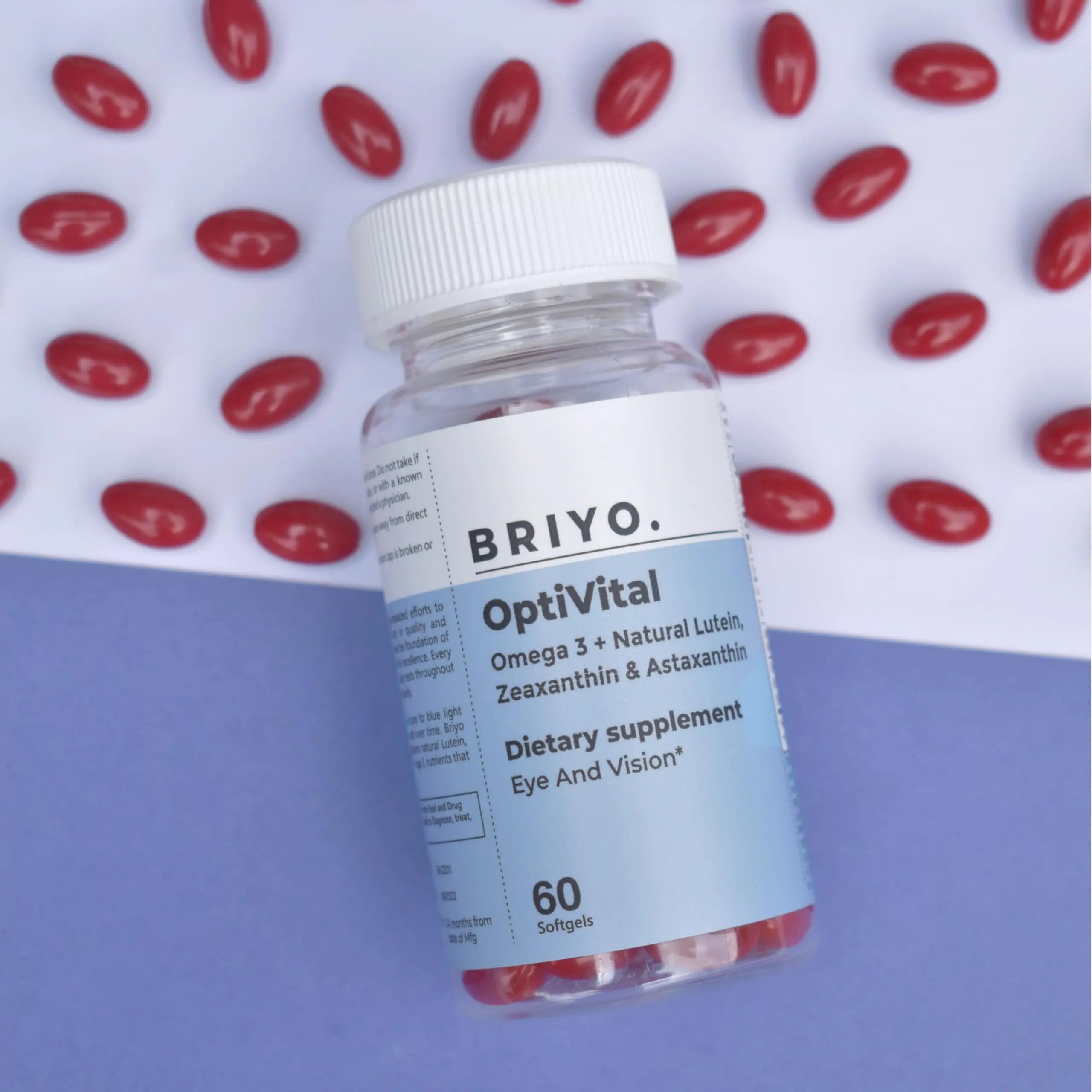 Briyo OptiVital Eye Health Supplement – Lutein, Zeaxanthin, Astaxanthin & Omega-3 from Natural Sources – Supports Vision Briyosis uk supplements
