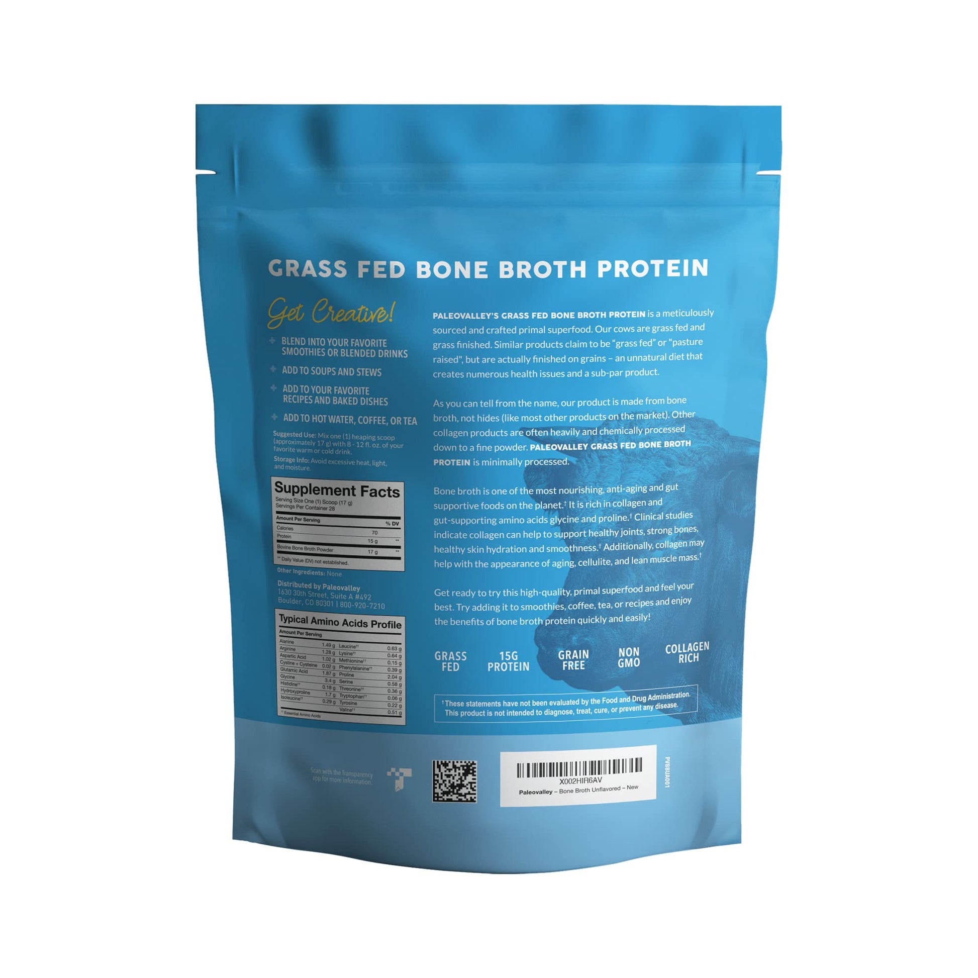Paleovalley 100% Grass Fed Beef Bone Broth Protein Powder - Rich in Collagen Peptides Paleovalley uk supplements