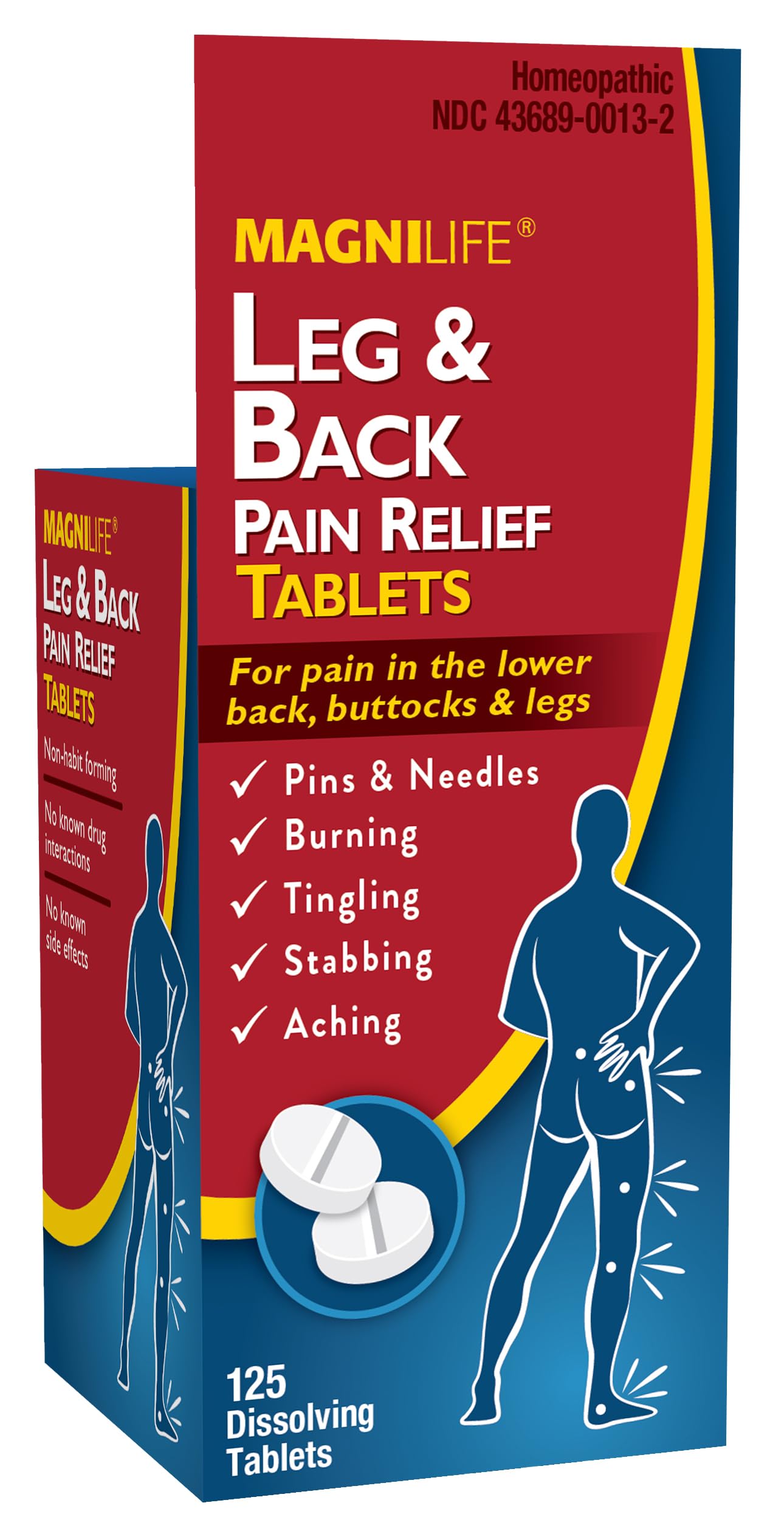 MagniLife Leg & Back Pain Relief Tablets,125 Ct, Fast-Acting Pain Relief Naturally Soothes Burning, Tingling & Stabbing Aches, Symptomatic or Preventative, Non-Habit Forming Quick-Dissolve Tablets MagniLife uk supplements