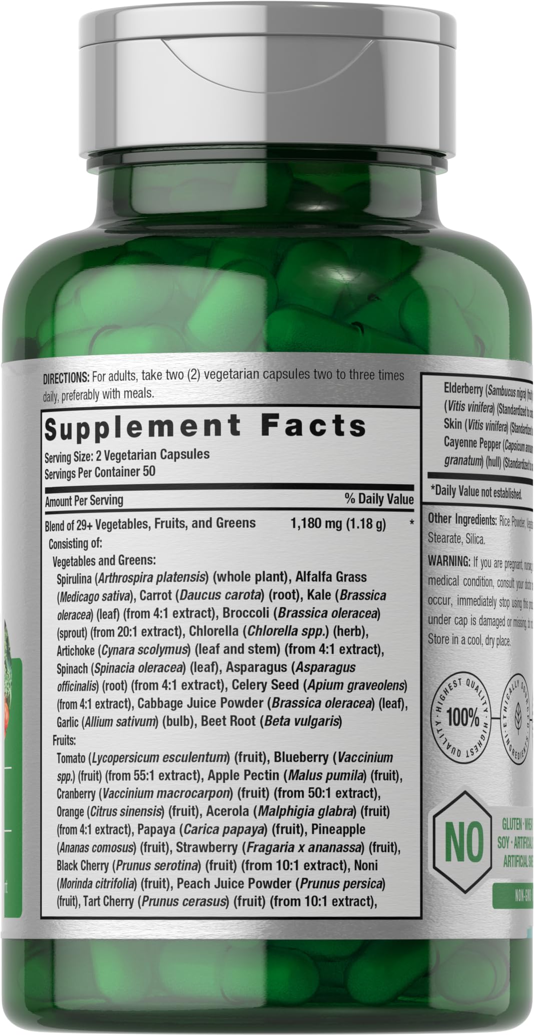 Horbäach Mega Fruits and Veggies Supplement | 100 Capsules | Vegetarian, Non-GMO and Gluten Free Horbäach uk supplements