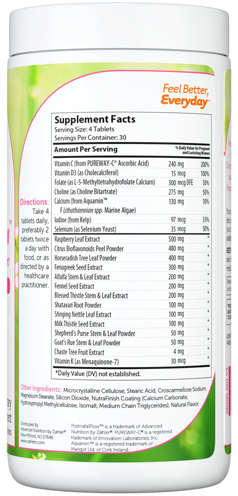 Zahler Postnatal Flow for Advanced Lactation Support, Breastfeeding + Postnatal Support, 120 Tablets. Zahler uk supplements