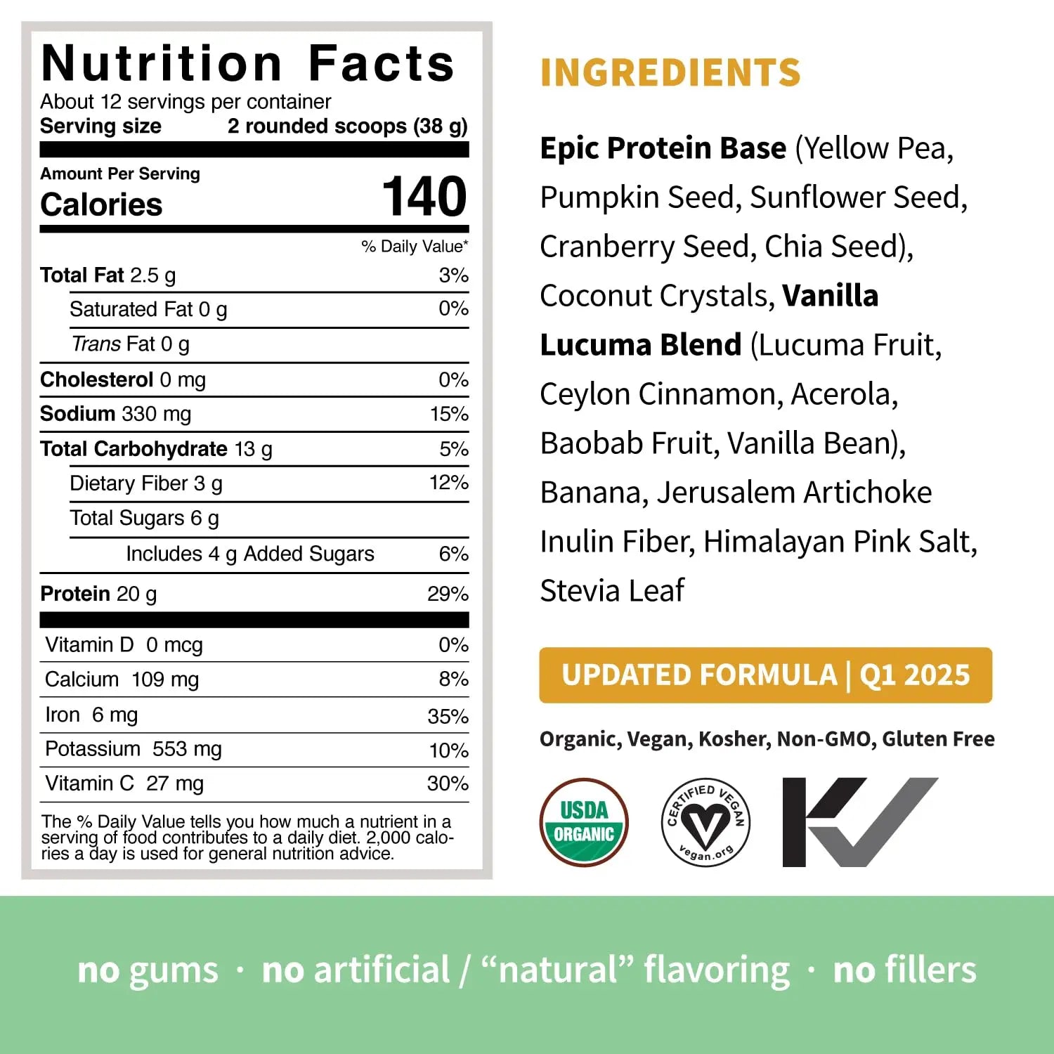 Sprout Living Epic Protein, Plant Based Protein & Superfoods Powder, Vanilla Lucuma Powder | 20 Grams Organic Protein Powder, Vegan, Non Dairy, Non-GMO, Gluten Free, Low Sugar (1 Pound, 12 Servings) Sprout Living uk supplements