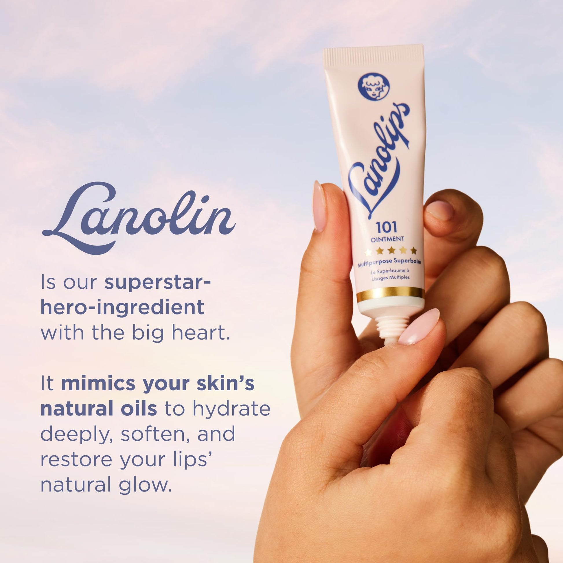 Lanolin 101 Multipurpose Ointment - Lanolin Lip Balm & Healing Ointment for Skin Barrier Repair - Moisturizer for Dry Lips, Cuticles & Elbows - No Petroleum Formula - Original Superbalm (0.52 oz) Lanolips uk supplements