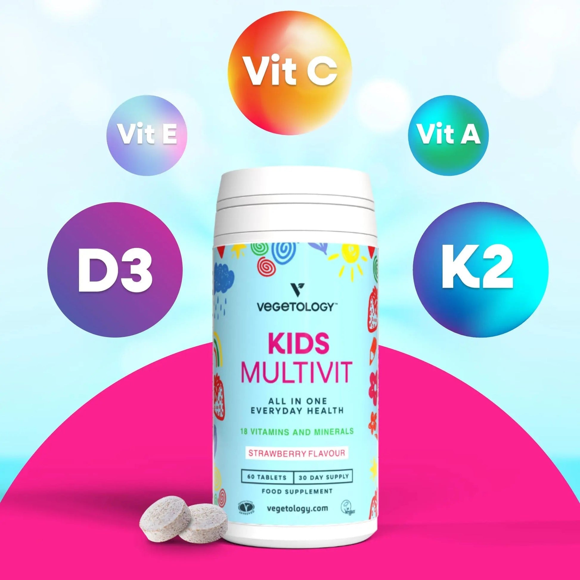 VEGETOLOGY Kids MultiVitamin Supplement, Vegan Chewable Multivitamin for Immune Support, Energy, & Growth, 18 Essential Vitamins & Minerals VEGETOLOGY uk supplements