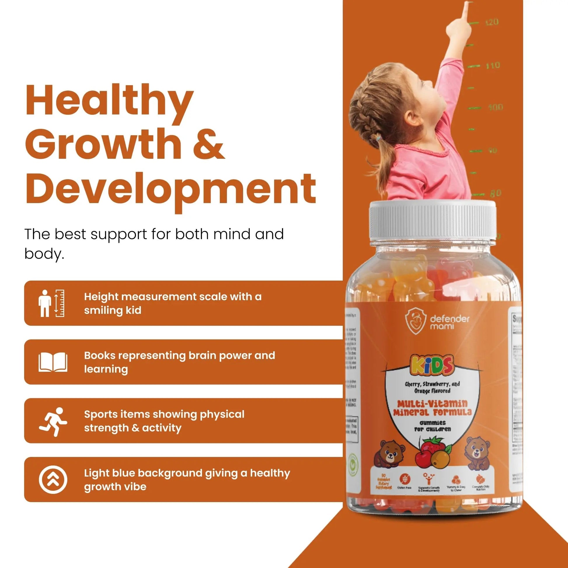 Defender Mami Kids Vitamin Gummies – Multivitamin & Mineral Formula, Non‑GMO · Gluten‑Free, 90 Count Chewables for Daily Immune Defender Mami uk supplements
