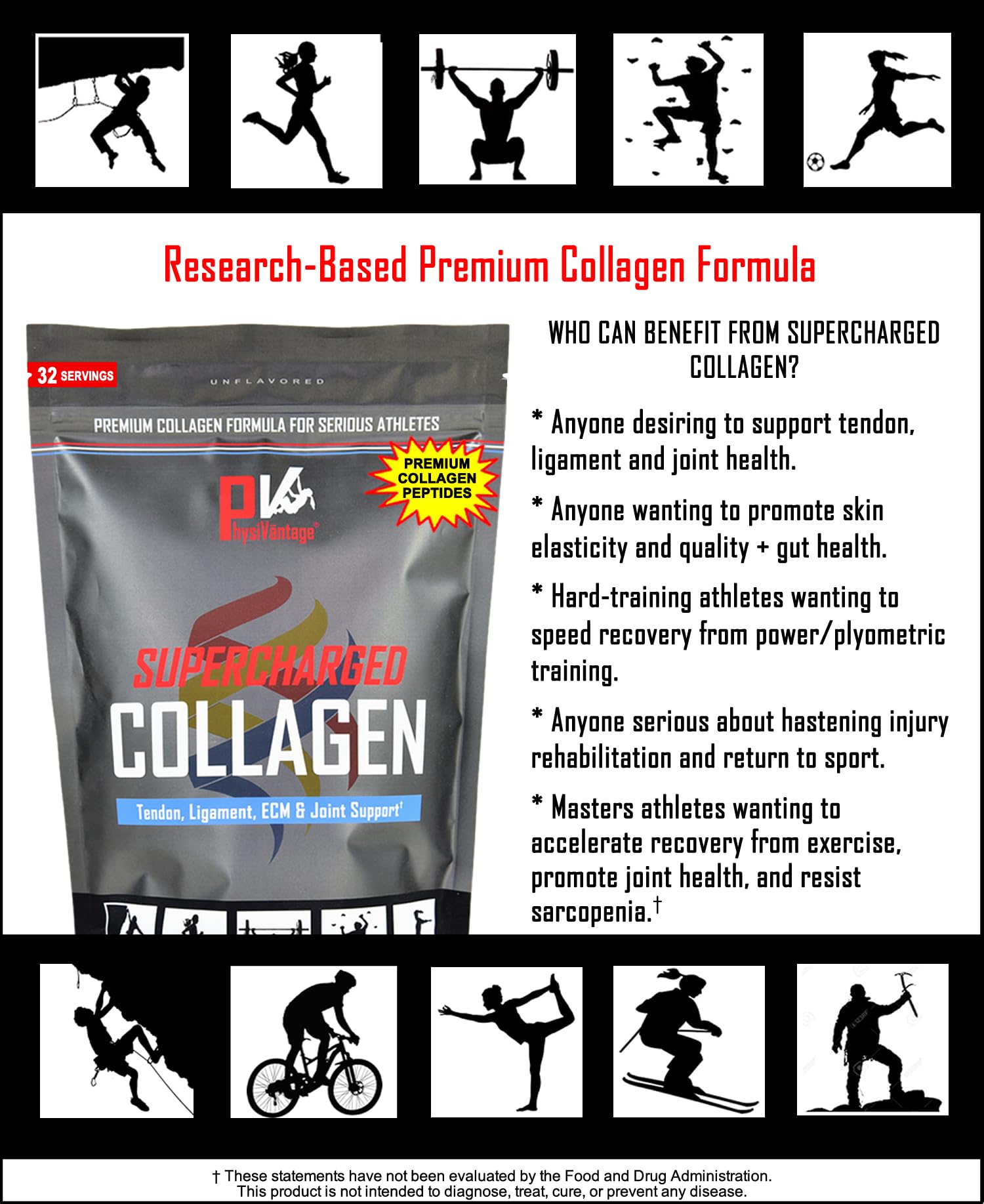 PhysiVantage Supercharged Collagen Peptides Powder - Hydrolyzed Collagen for Joint, Tendon, Ligament, & Skin Health Support - Peach Mango, Keto, Paleo, 16oz | Enhanced with Vitamin C, BCAAs, Grass-Fed PhysiVantage uk supplements