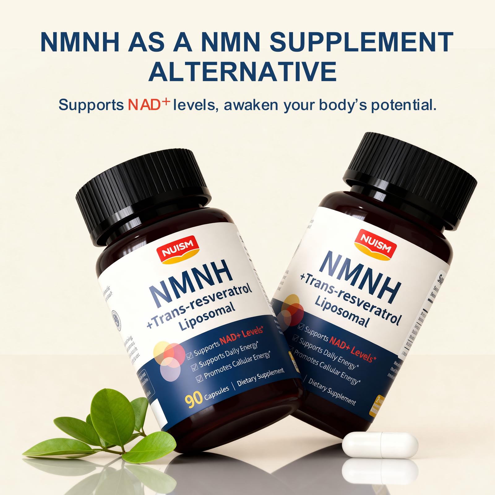 NUISM NMNH NAD+ Supplement, Liposomal 600mg NMN NAD+ and Resveratrol Complex for Cellular Energy, Healthy Aging & Metabolic Support, 90 Capsules NUISM uk supplements