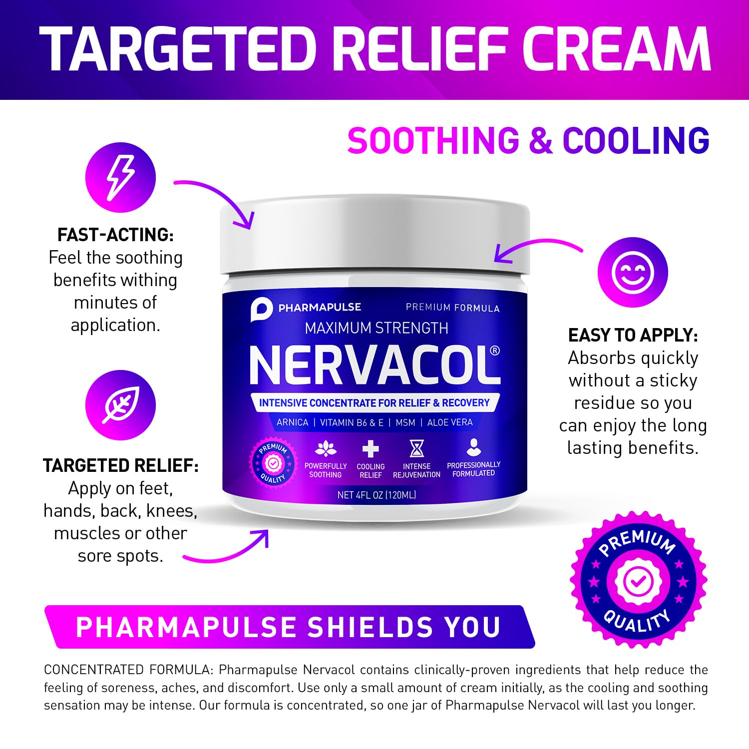 Pharmapulse Neuropathy Nerve Therapy & Relief Cream - Maximum Strength Relief Cream for Foot, Hands, Legs, Toes Includes Alpha Lipoic Acid, Arnica, Vitamin B6, Aloe Vera, MSM - Effective Soothing 4oz Pharmapulse uk supplements