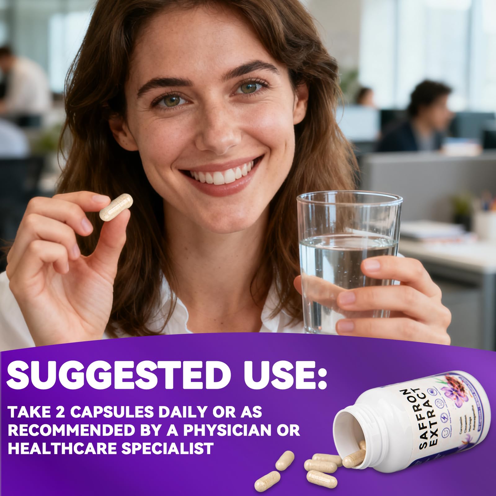 Happy Saffron Supplements, 100mg Saffron Extract, Saffron Blend with Turmeric & Ashwagandha, Supports Mood, Focus, and Energy Boost, 90 Capsules Mosslly uk supplements