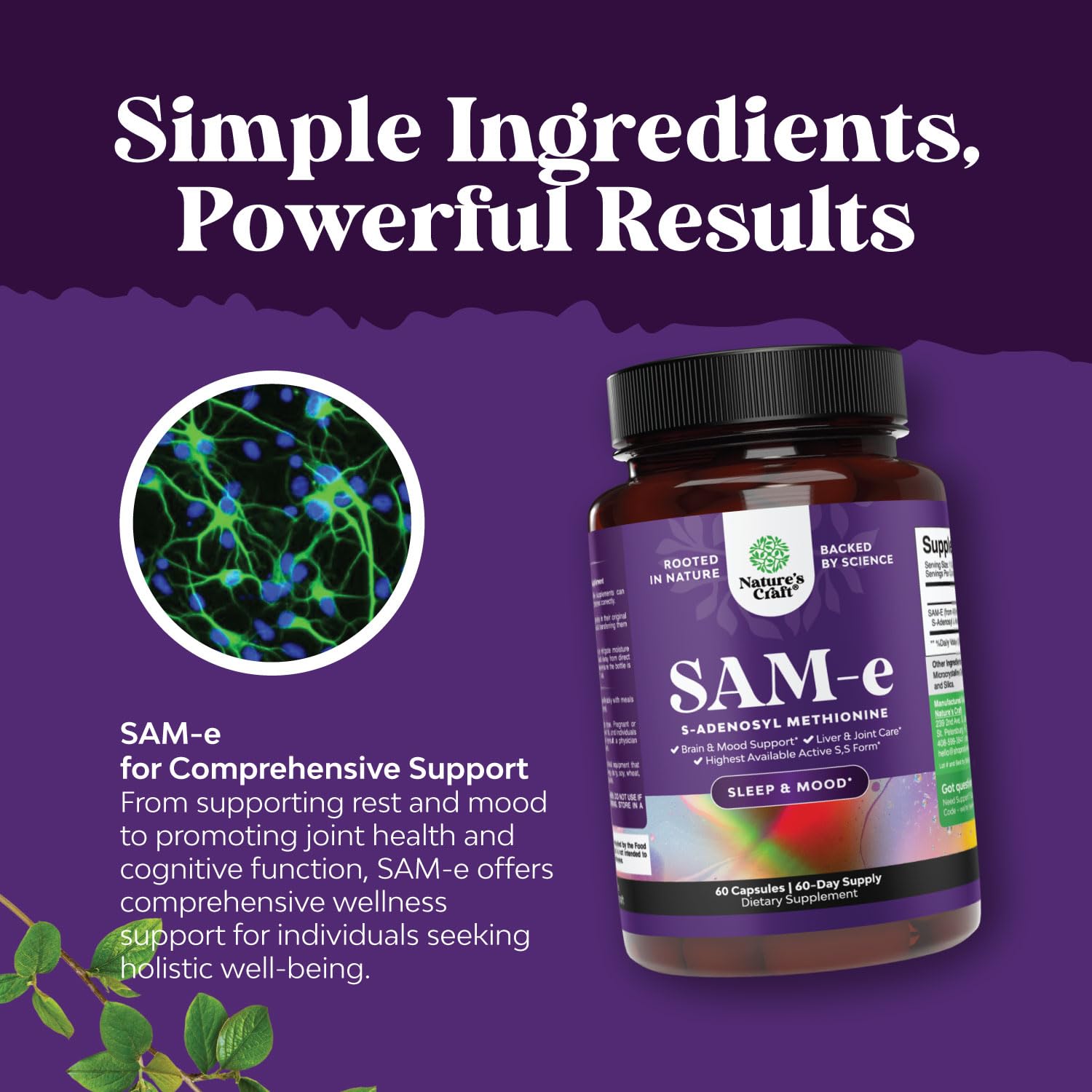 Sam-E 200mg Mood Support Supplement - S-Adenosyl Methionine Sam-E Supplement for Natural Relaxing Mood Boost Brain Support and Liver Detox Cleanse - Vegan Non-GMO and Gluten Free - 60 Count Natures Craft uk supplements