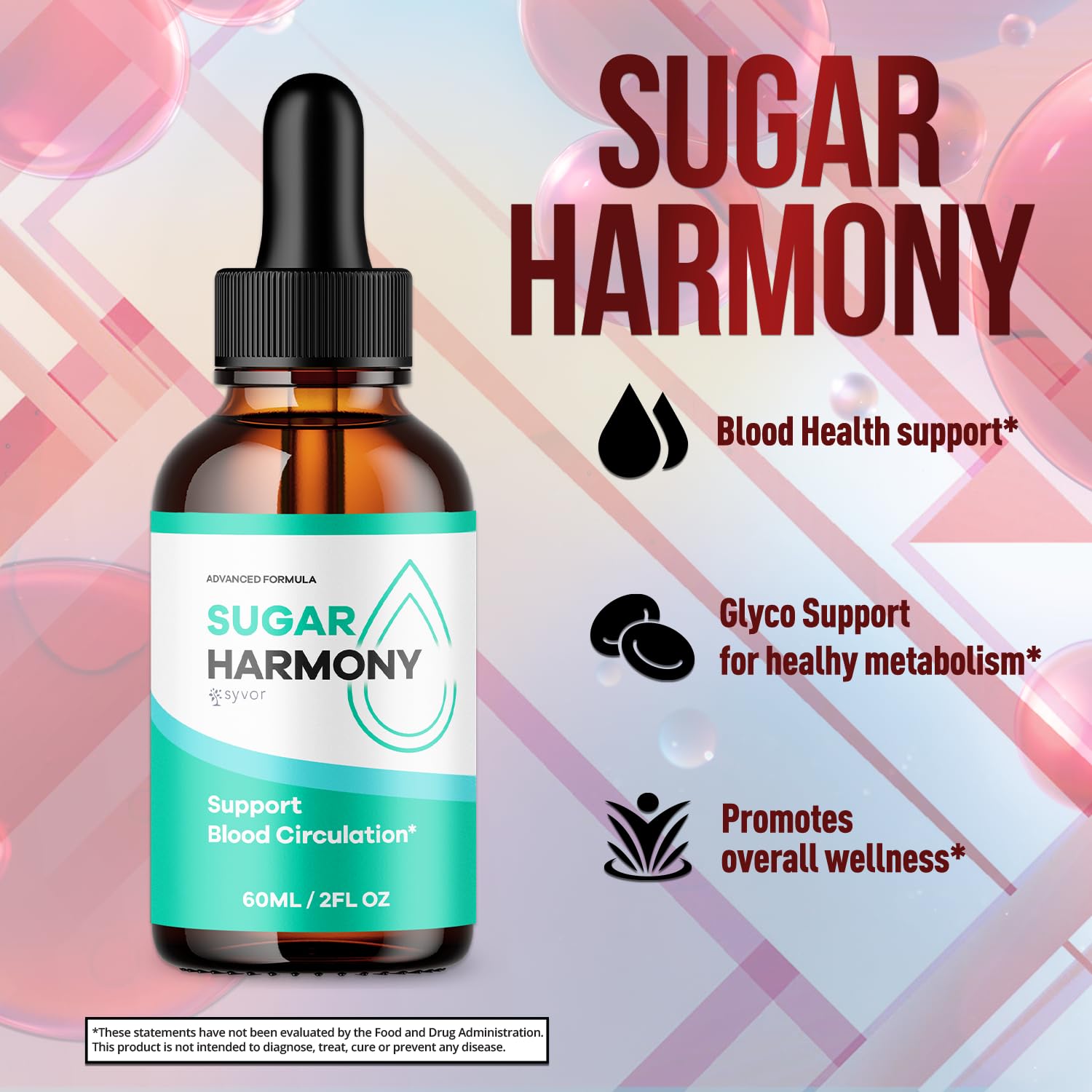 (3 Pack) Sugar Harmony Drops, Official SugarHarmony Liquid Drops with All Natural Ingredients, Advanced Formula Support Supplement with Maximum Strength Premium Vitamins for Women & Men (90 Servings) Syvor uk supplements
