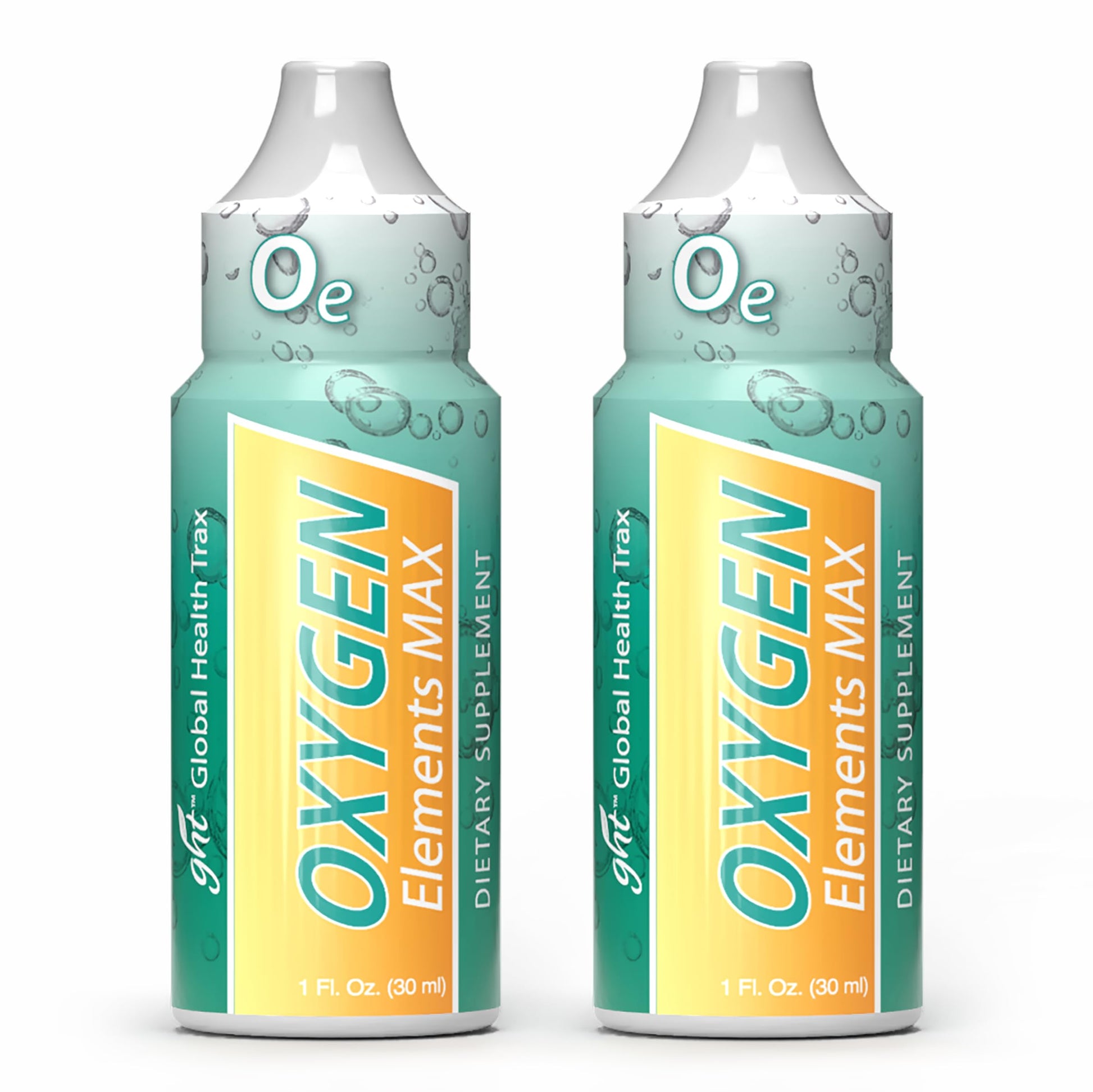 GHT Oxygen Elements Max Liquid Oxygen Drops in 1 Ounce Bottle, Portable Supplement - Bolster Endurance and Stamina, Cleanse Cells (2 Pack) ght Global Health Trax uk supplements