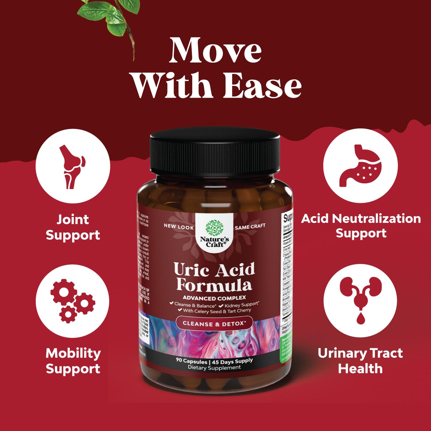 Tart Cherry Capsules for Joint Support and Kidney Cleanse - Daily Uric Acid Detox and Cleanse Natures Craft uk supplements