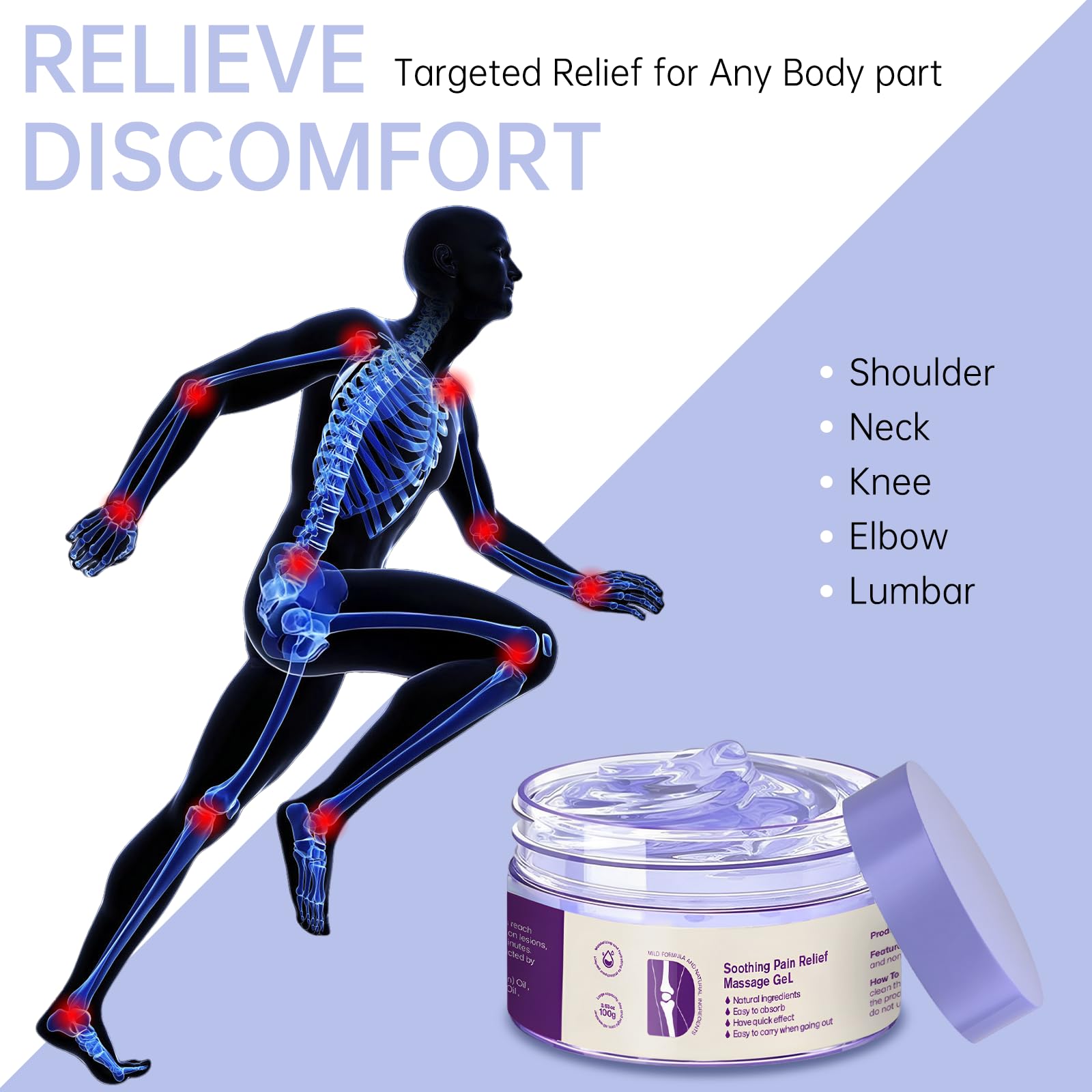 2PCS Kresin Joint Pain Gel Purple Gel,Soothing Pain Relief MassageGel,Purple Joint Repair Cream,Effective Soothesfor Back, Neck, Hands, and Feet MEIEGOU uk supplements