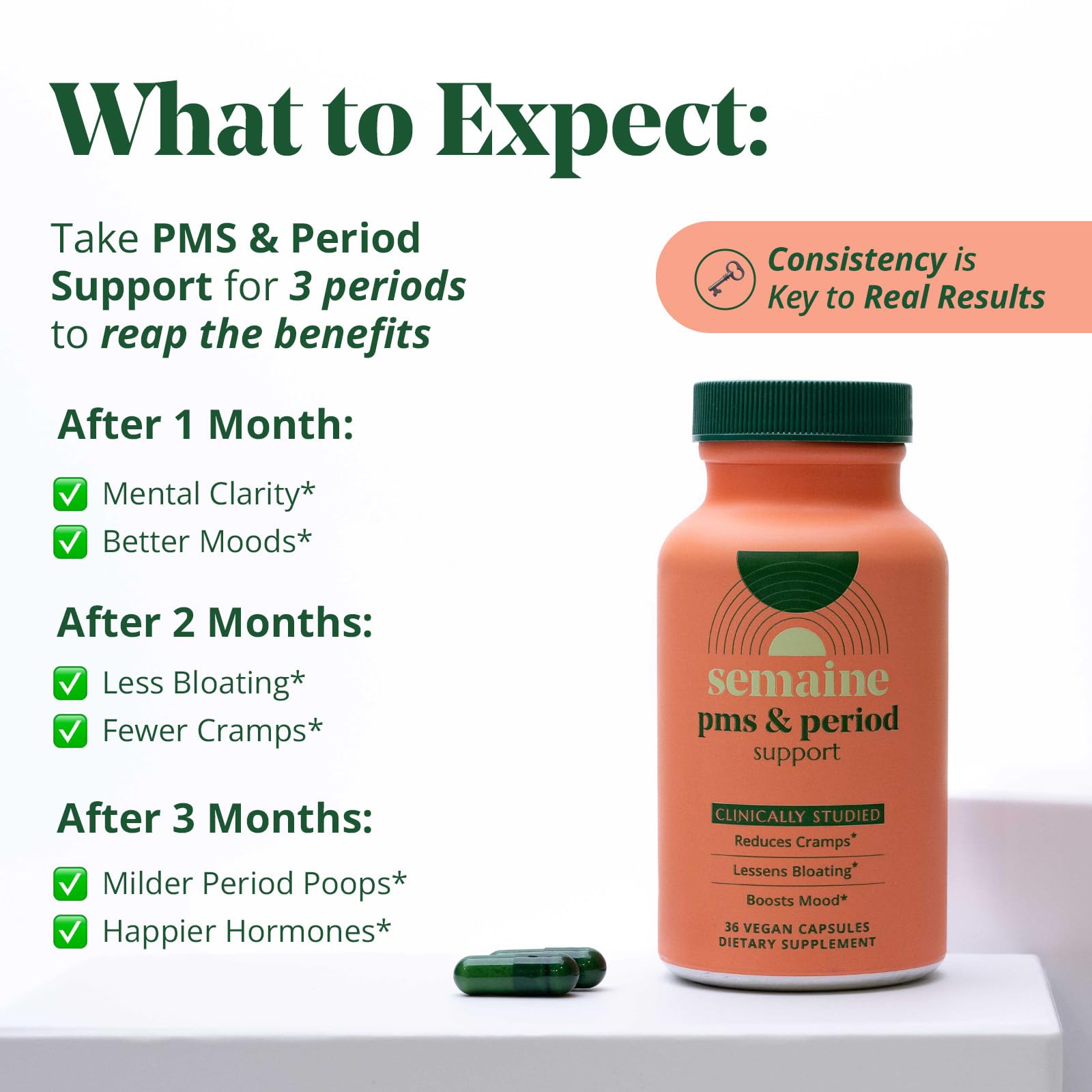 PMS & Period Relief - Menstrual Cramp Relief: No More Period Cramps, Mood Swings, or Bloating. PMS Supplement for Happy Hormones and Period Relief. (40 Count) Semaine uk supplements