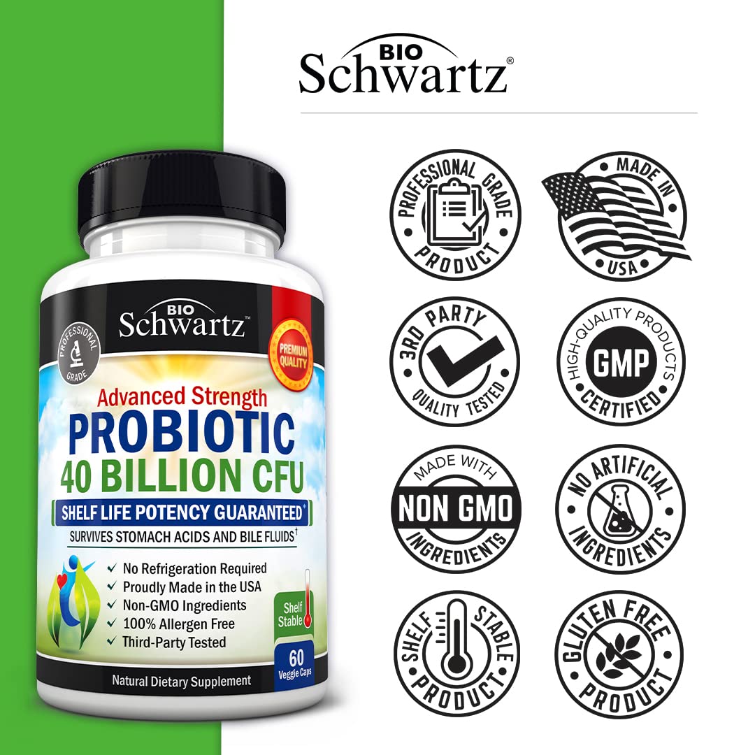 Daily Probiotic Supplement with 40 Billion CFU - Gut Health Complex with Astragalus BioSchwartz uk supplements