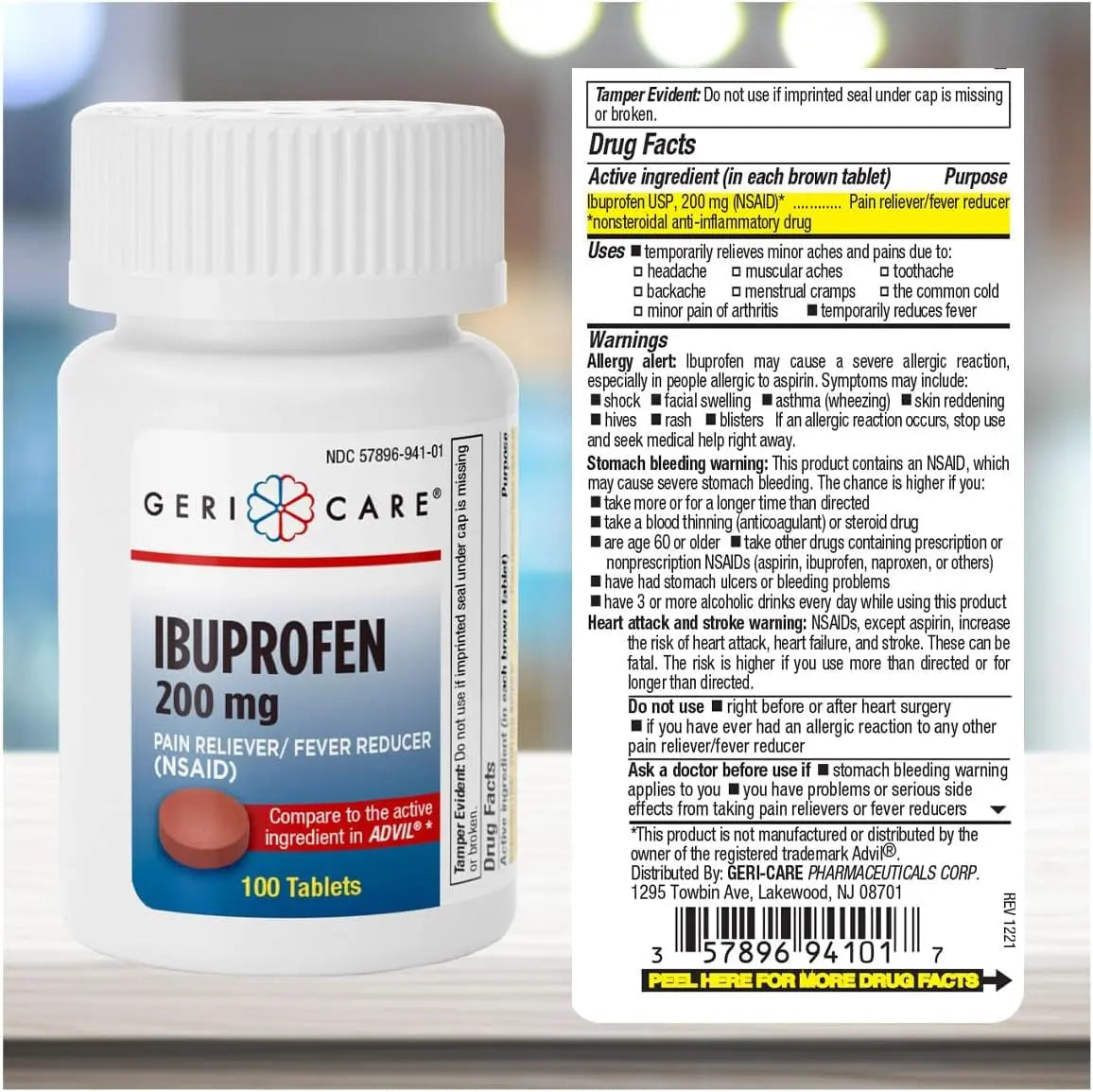 Geri Care IBUPROFEN Pain Relief Tablets (100 Count) GeriCare uk supplements