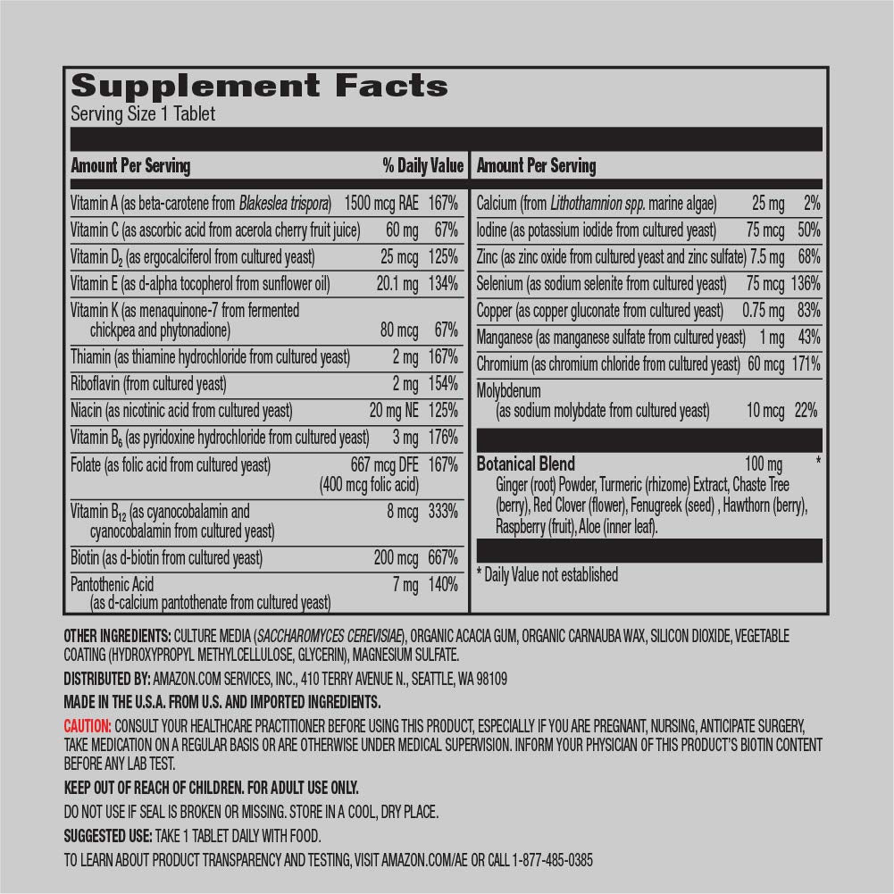 Amazon Elements Men's and Women's One Daily Multivitamins, Vegan, 65 Tablets, 2 month supply Amazon Elements uk supplements