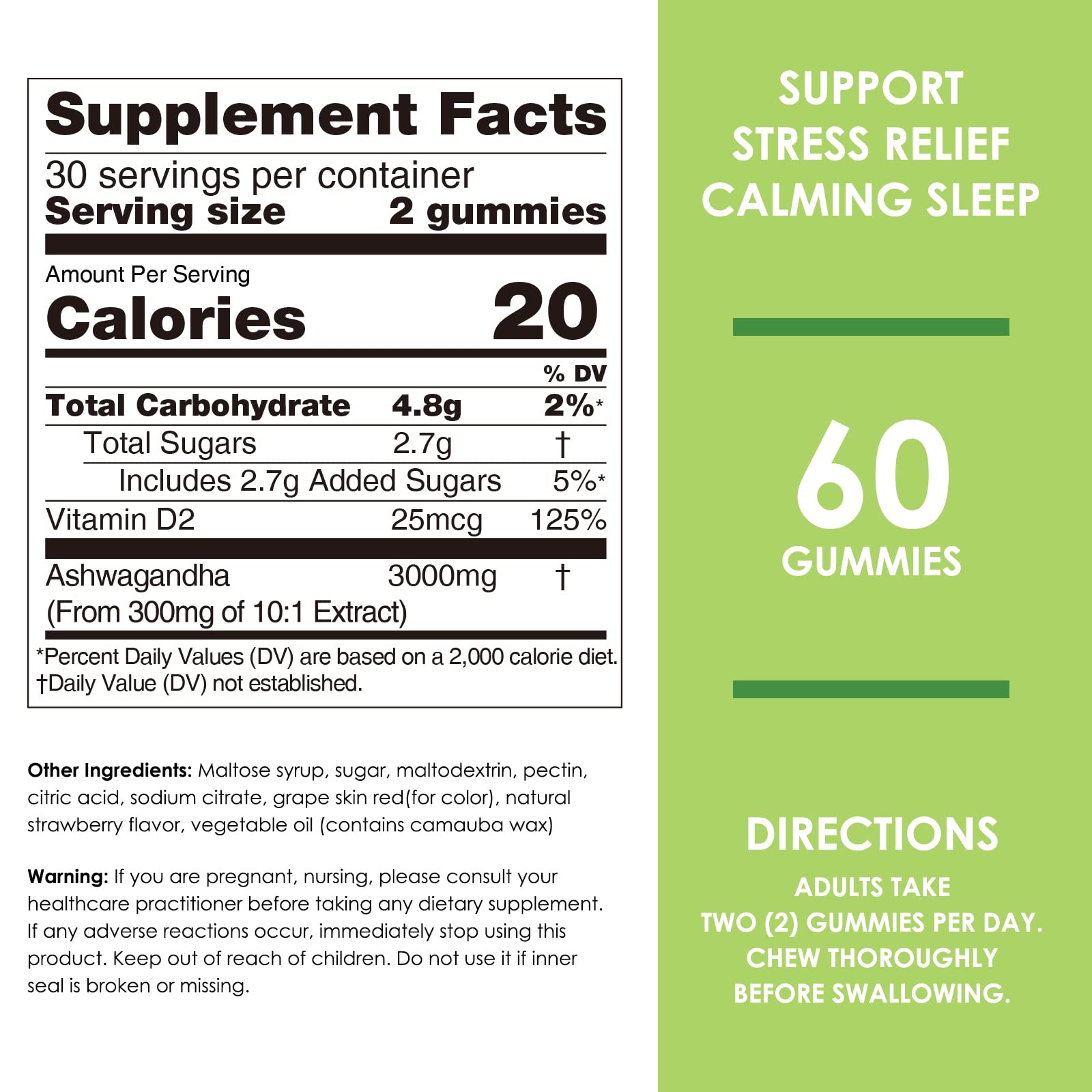 Nature's Key Ashwagandha Gummies, 3000mg High Potency Ashwagandha Root Extract with Vitamin D2, Stress, Calm Mood & Cognition, for Men & Women, Strawberry Flavor (60 Count (Pack of 1) Nature's Key uk supplements