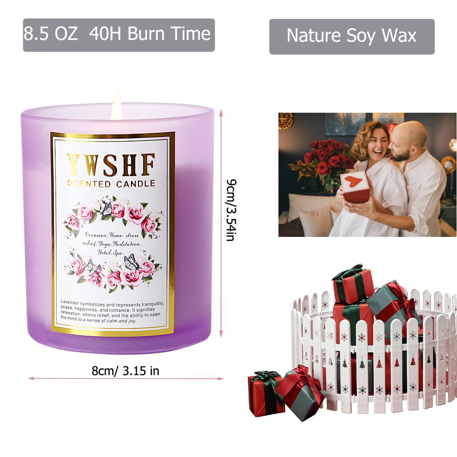 YWSHF Aromatherapy Candles,Scented Candle,Lavender Candle,8.5oz Stree Relief Candles Gift YWSHF uk supplements